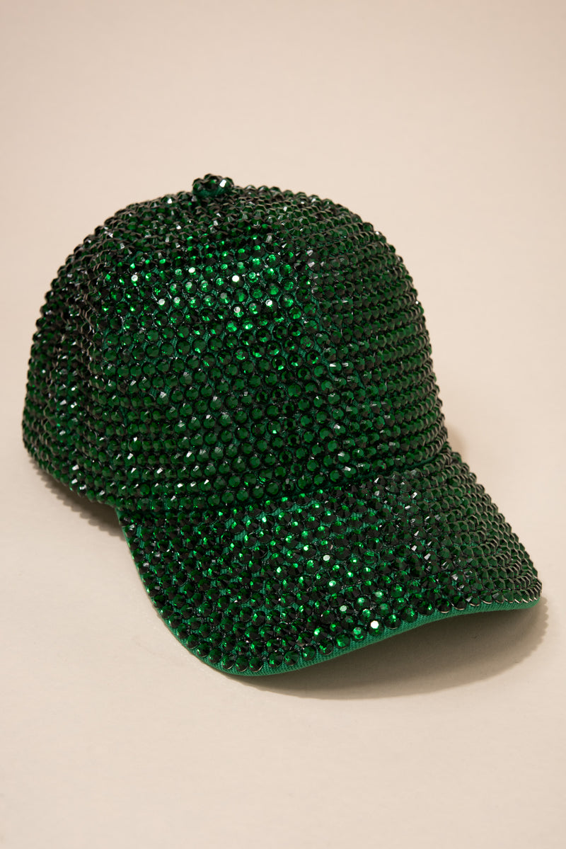 ?? Fabulous  Rhinestone Crystal Studded Accent Green Visor Hat Cap TOP HEADWEAR Womens Jeweled Rhinestone Studded Hat - Crystal  main image 4