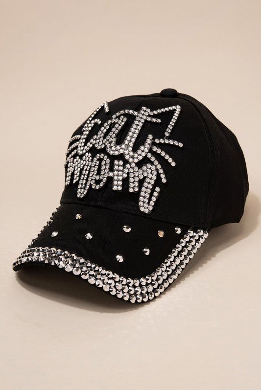 Cute Cat Mom Summer Statement Ball Cap with 3 Line Shiny Jewels