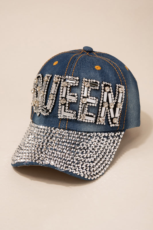 Yas Queen Shiny Stone Glitter Women's Denim Baseball Cap