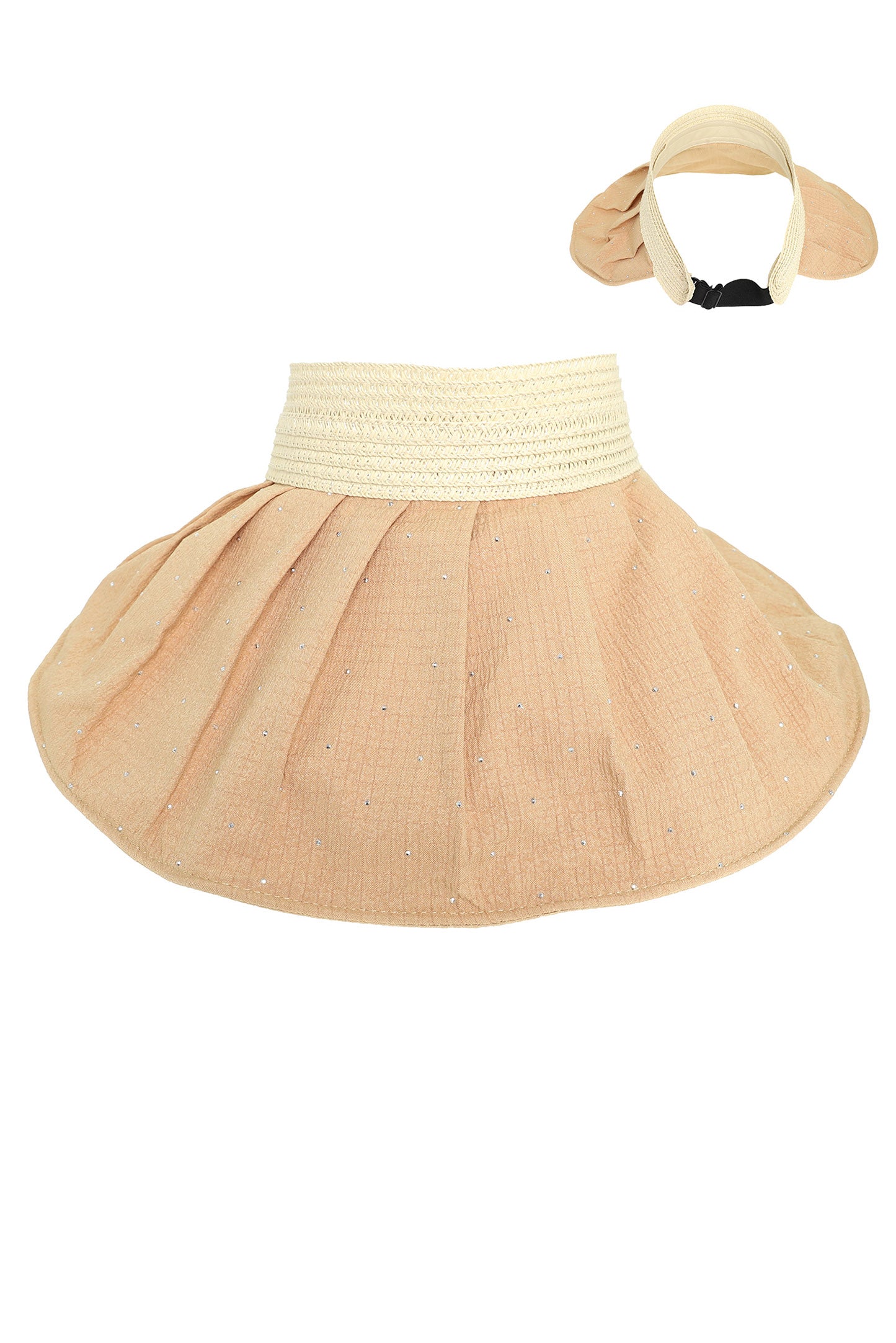 Naomi Fashion Wide Down Brim Fabric Sun Visor Hat