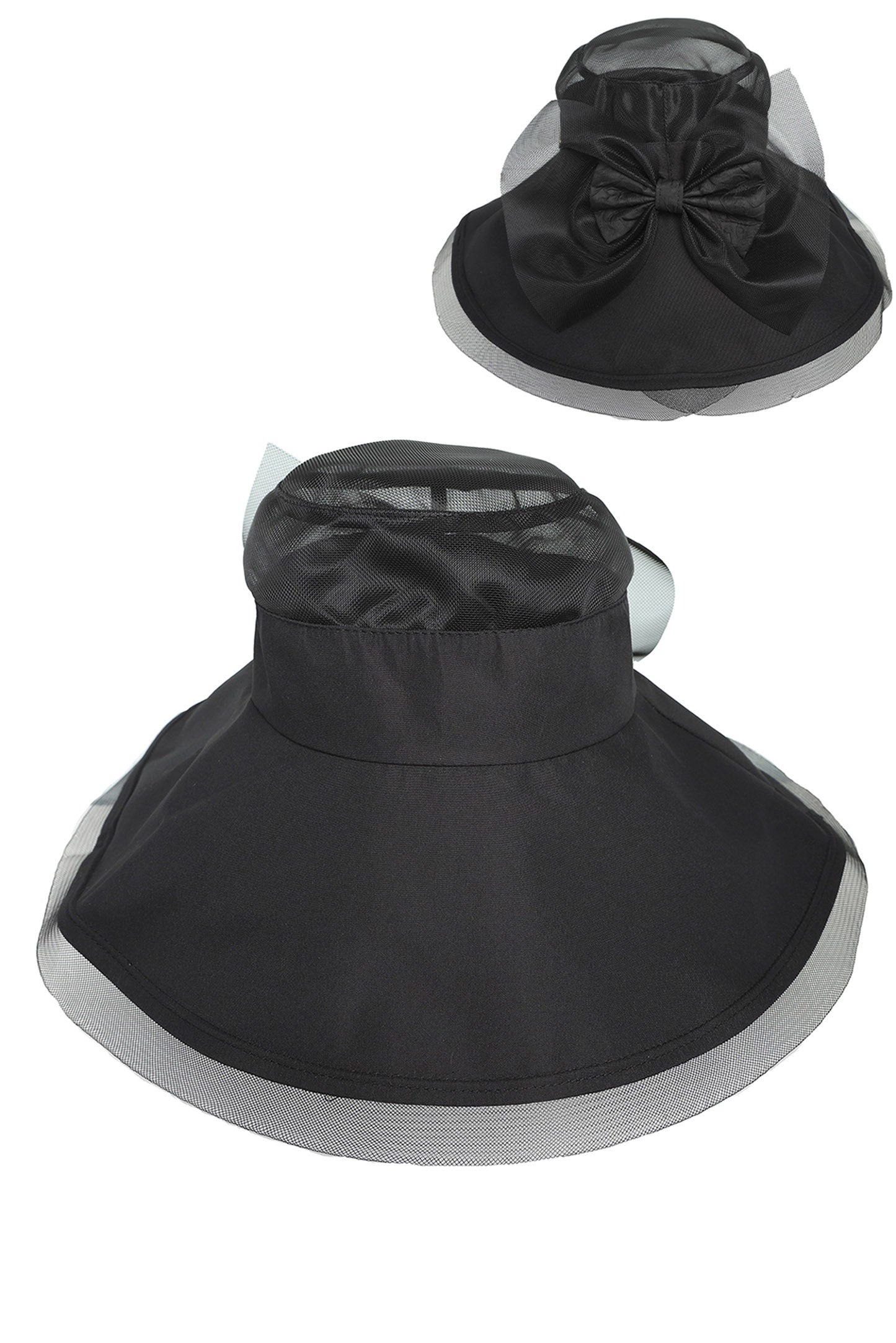 Willow Fabric Bucket Hat with Mesh Organza Top and Bow