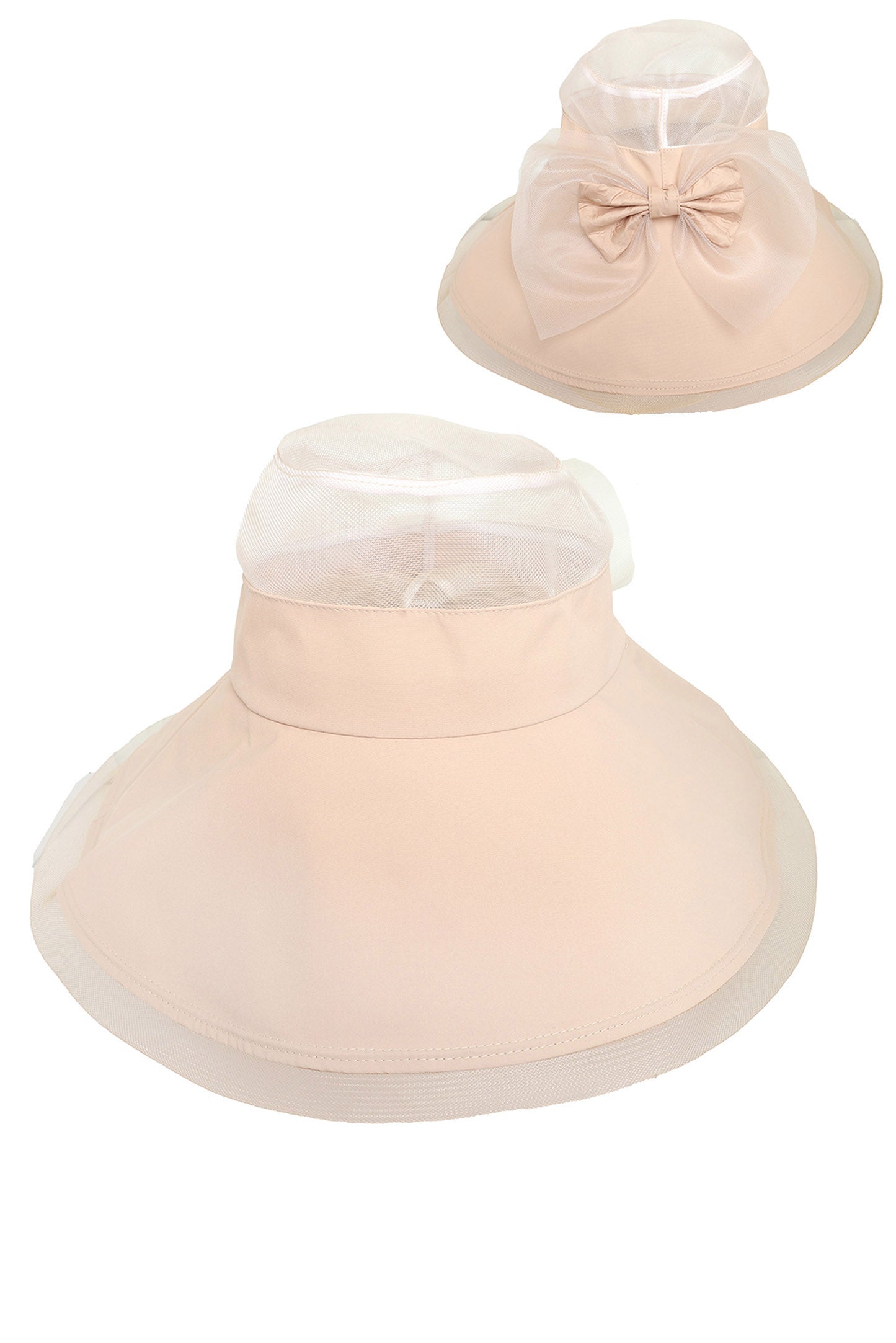 Willow Fabric Bucket Hat with Mesh Organza Top and Bow