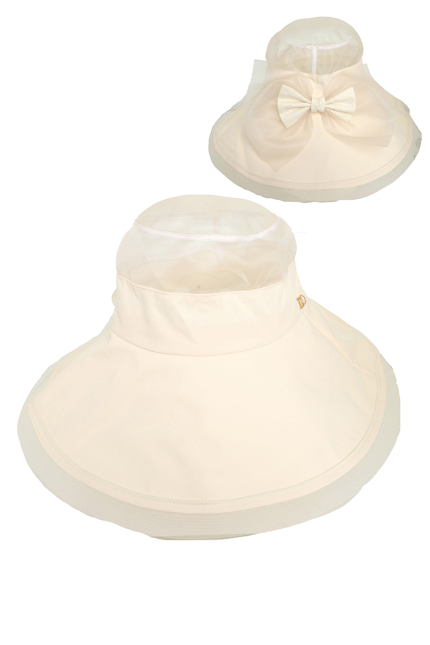 Willow Fabric Bucket Hat with Mesh Organza Top and Bow