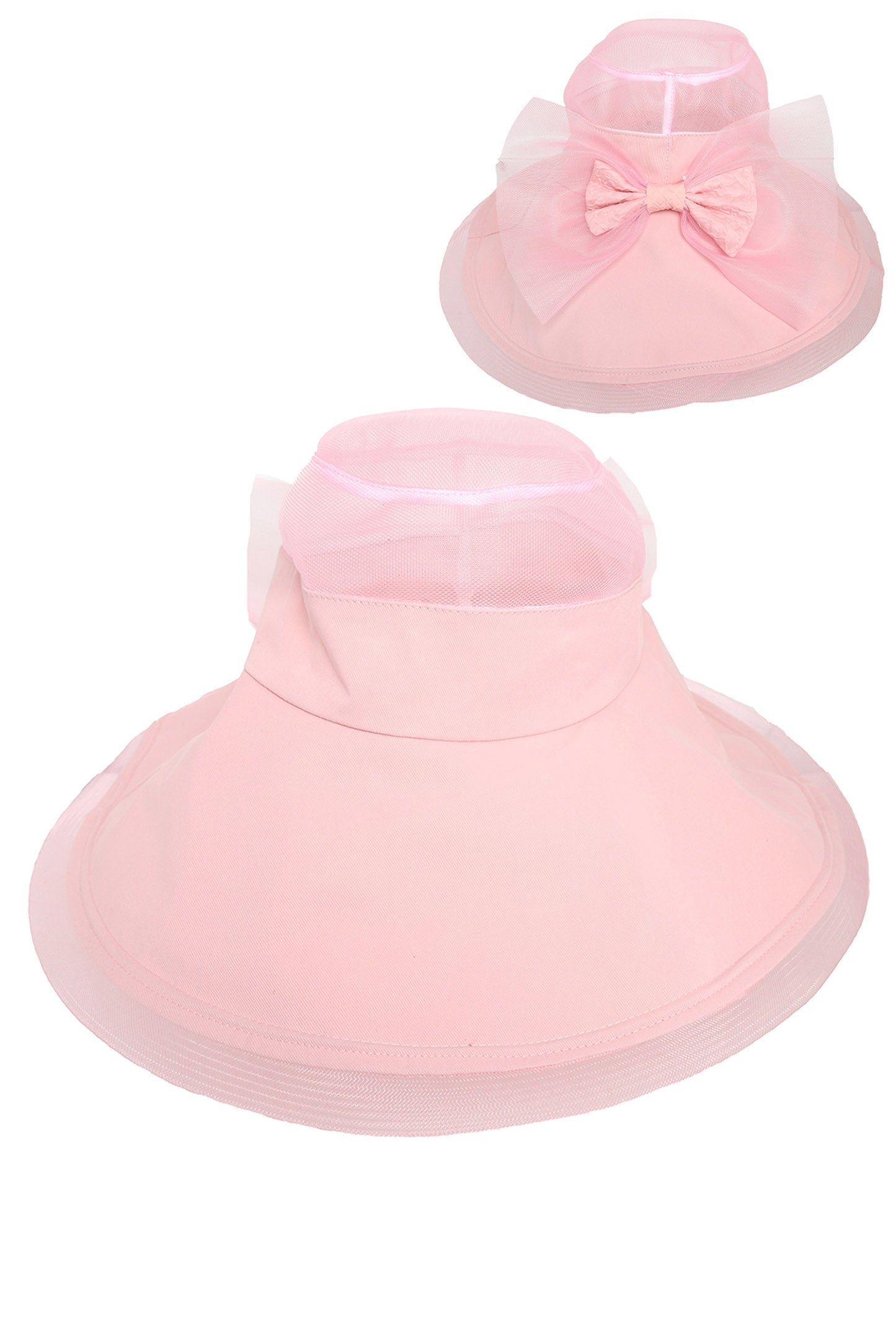 Willow Fabric Bucket Hat with Mesh Organza Top and Bow