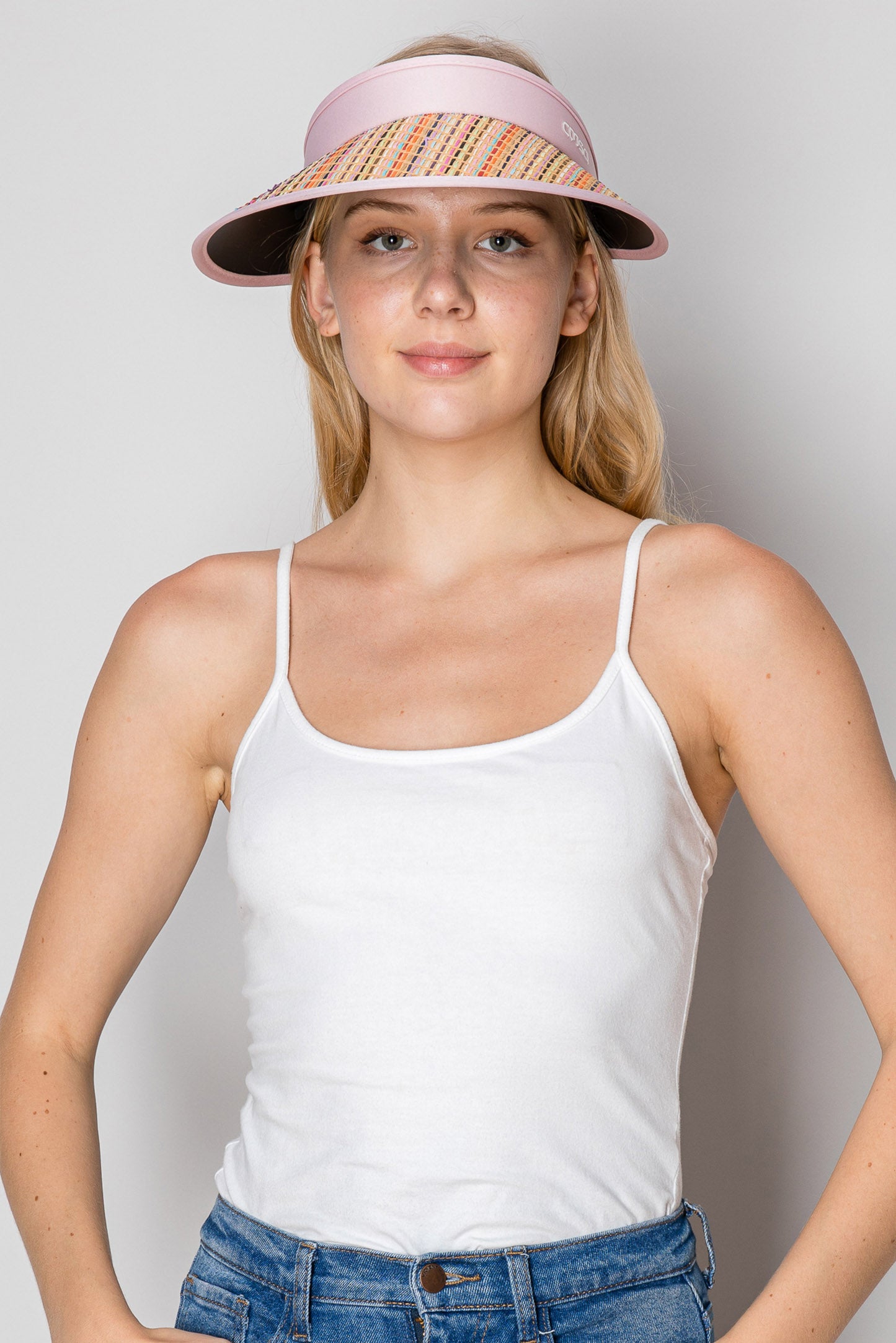 Ariella Fashion Colorful Stripe Straw Sun Visor Hat