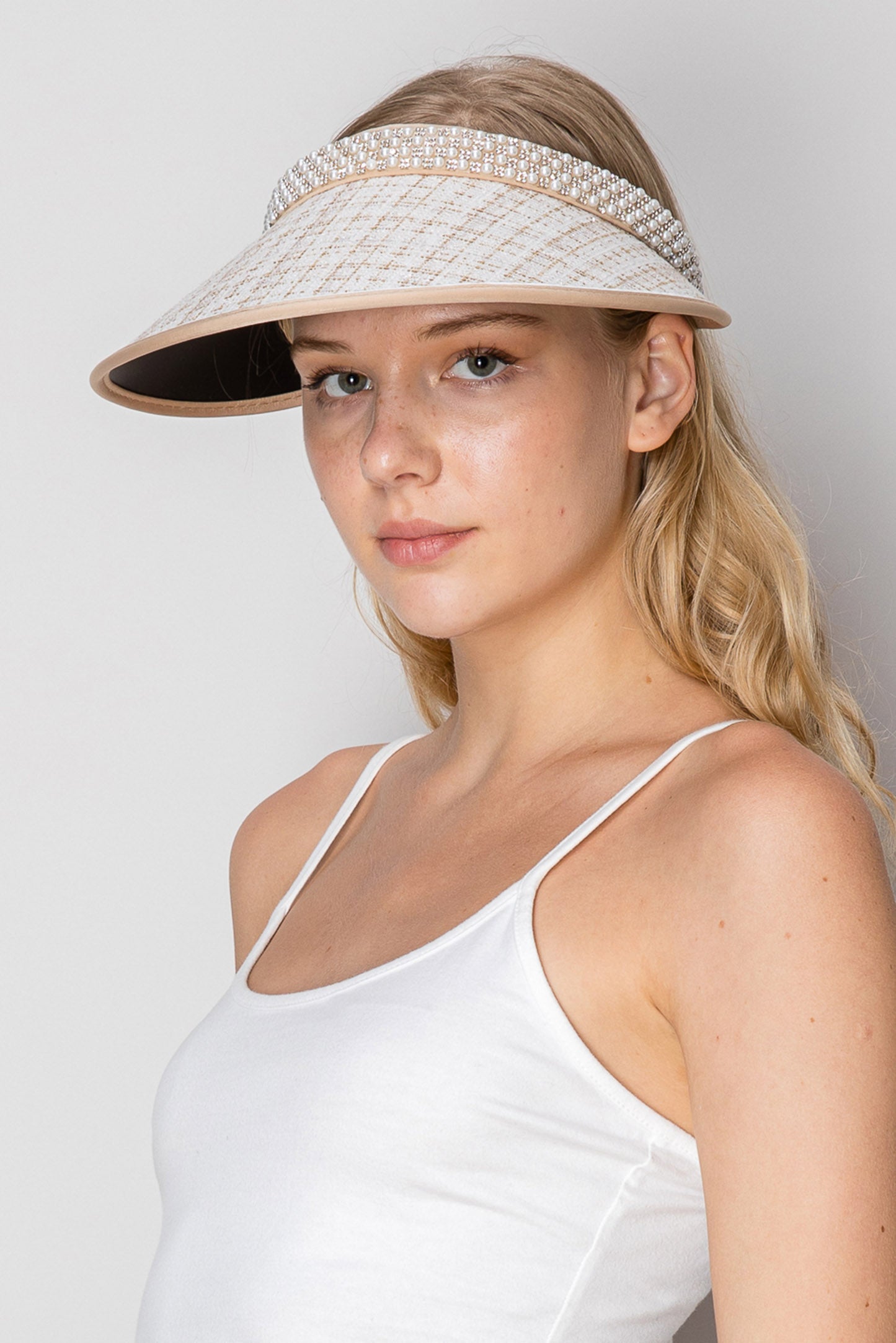 Sara Fashion Down Wide Brim Fabric Sun Visor Hat
