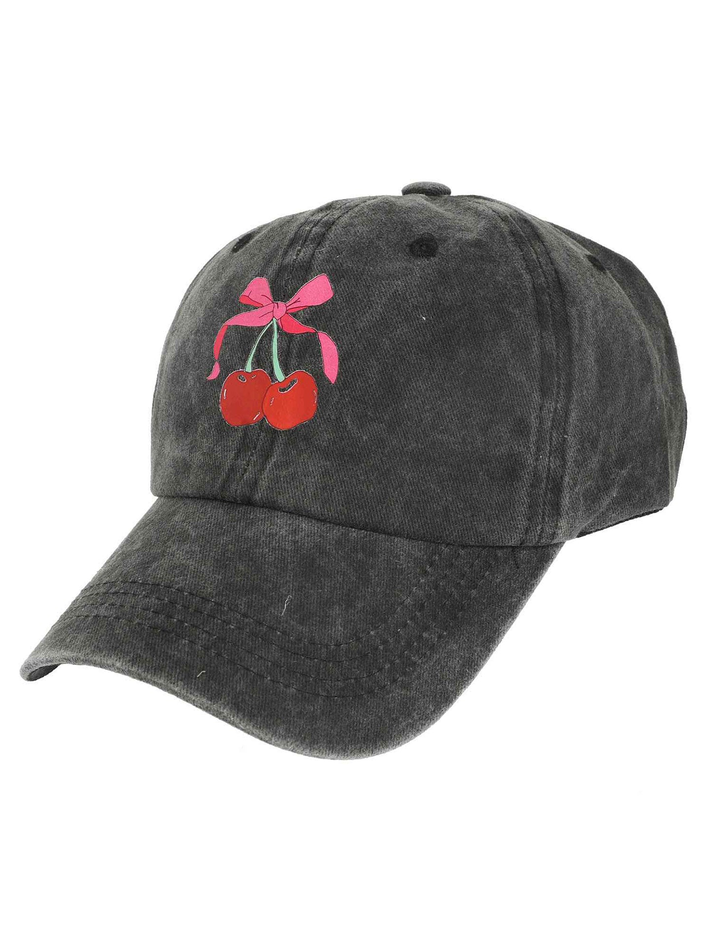 Sienna Ribbon Cherries Embroidered Relaxed Denim Fit Baseball Cap