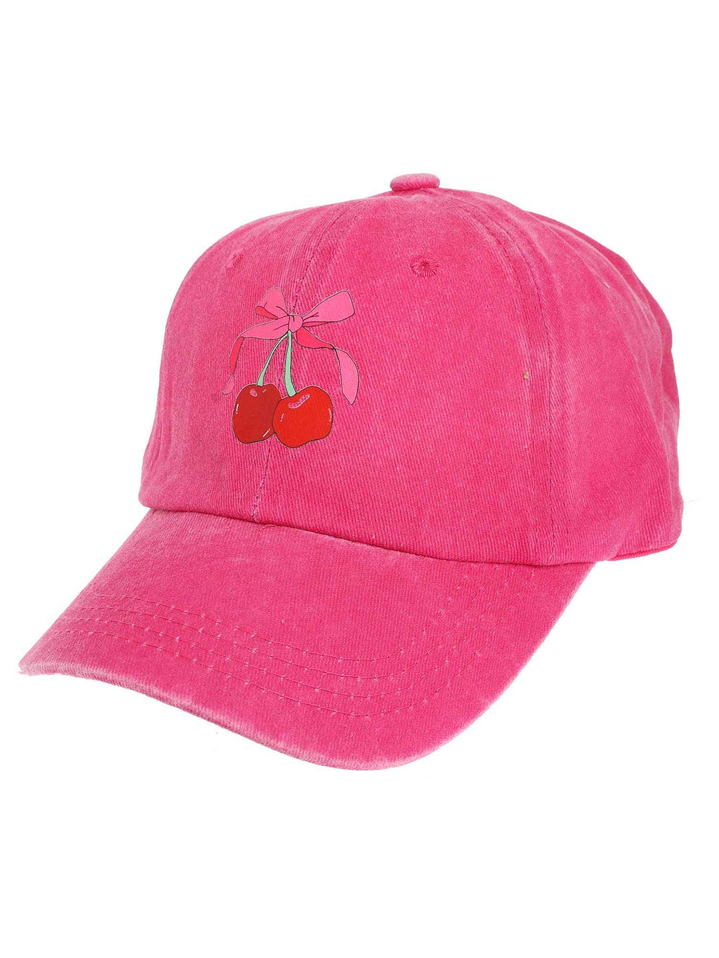 Sienna Ribbon Cherries Embroidered Relaxed Denim Fit Baseball Cap