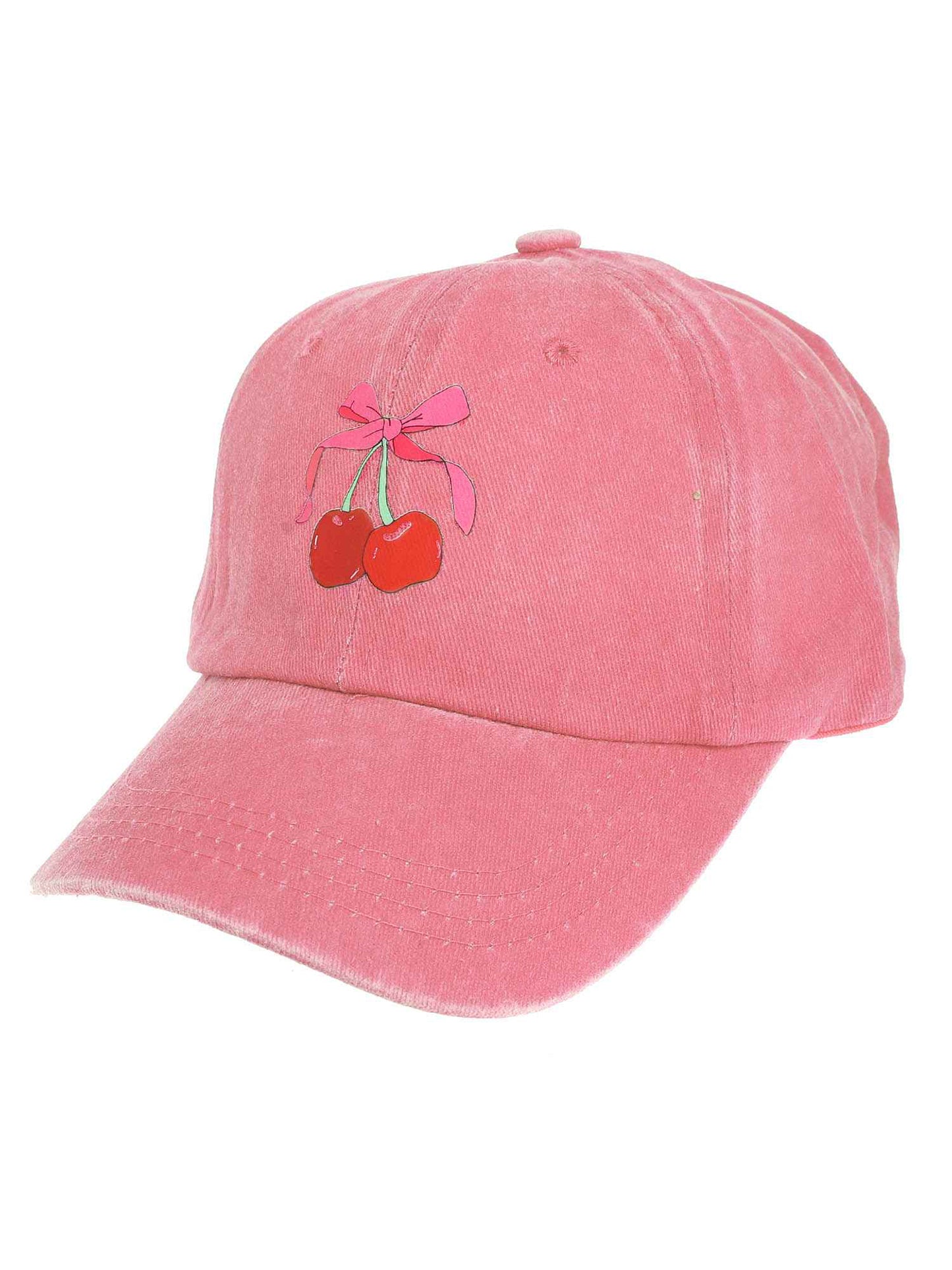 Sienna Ribbon Cherries Embroidered Relaxed Denim Fit Baseball Cap