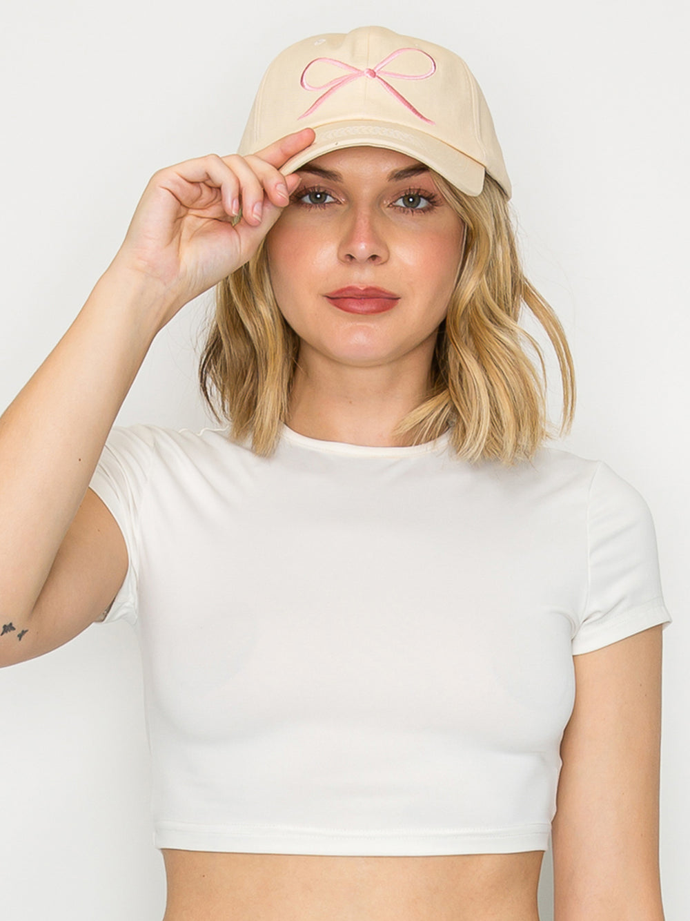 Hallie Loop-Tied Bow Embroidered Relaxed Denim Fit Baseball Cap