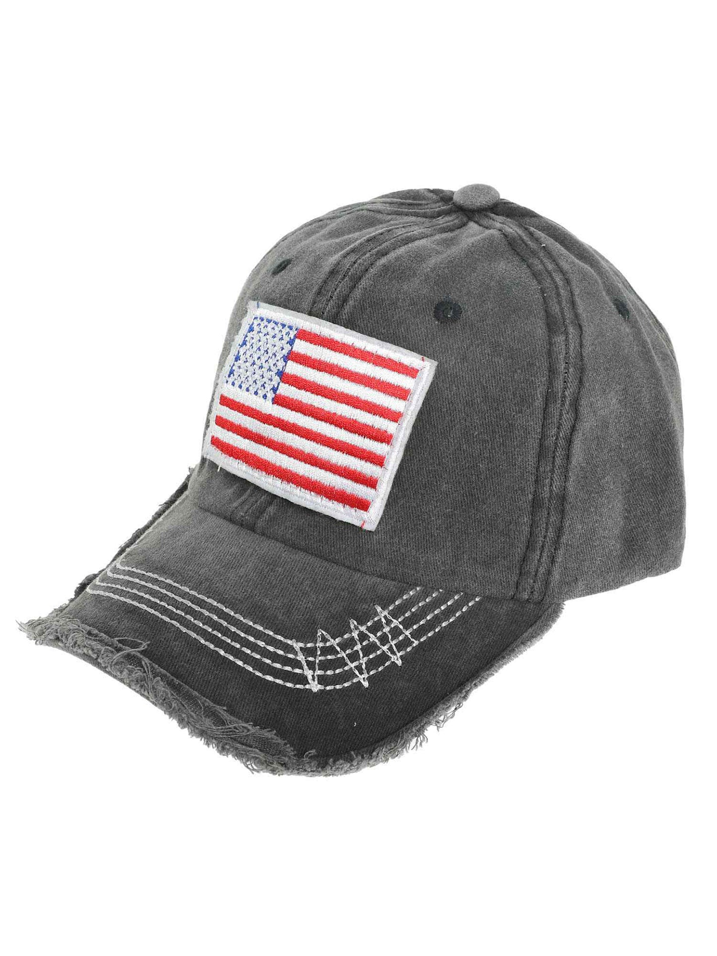 Kimberly American Flag USA Embroidered Relaxed Denim Fit Baseball Cap