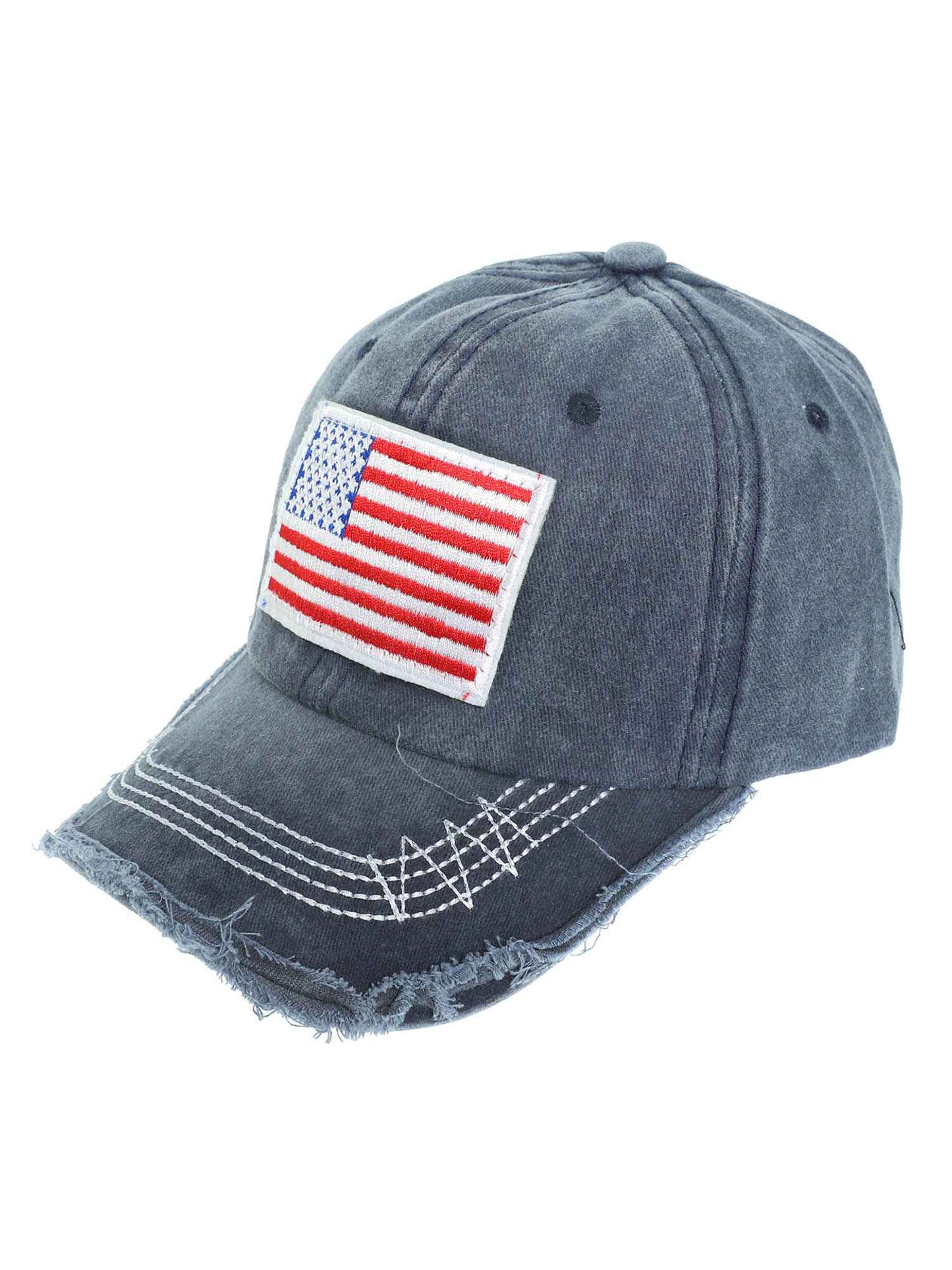 Kimberly American Flag USA Embroidered Relaxed Denim Fit Baseball Cap