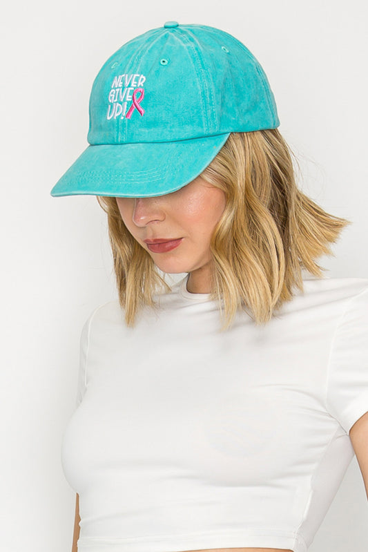 Esther "Never Give Up" Breast Cancer Awareness Ribbon Baseball Cap