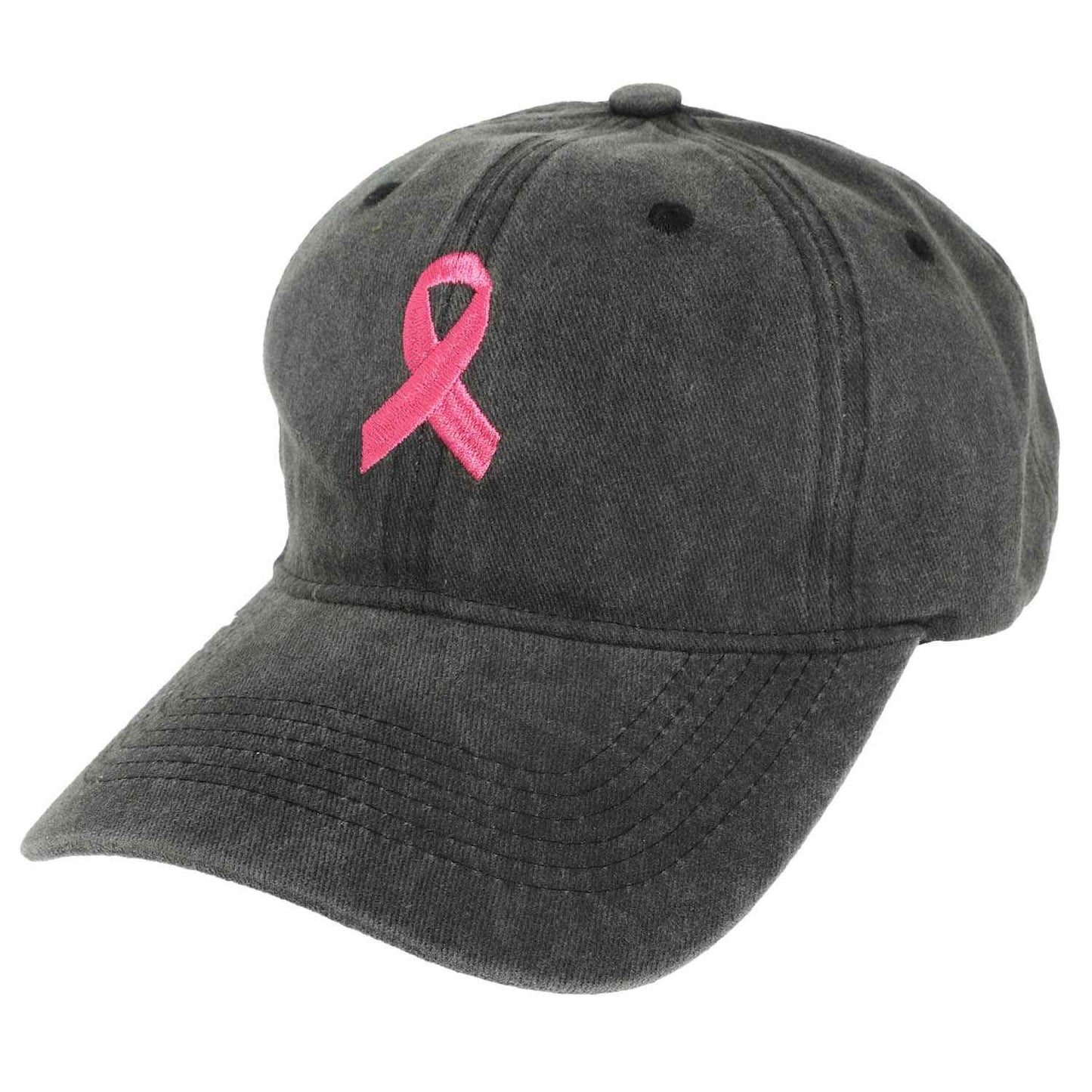 Jasmine Breast Cancer Awareness Ribbon Embroidered Denim Fit Cap | Black