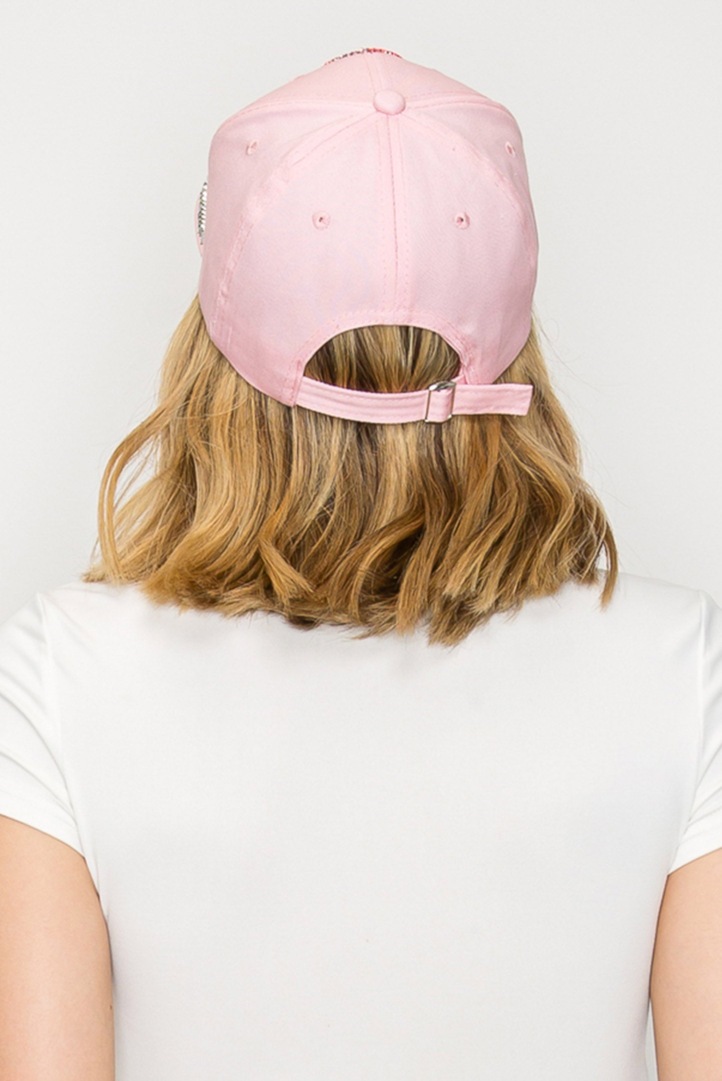 Mackenzie Breast Cancer Awareness Ribbon Rhinestone Baseball Cap