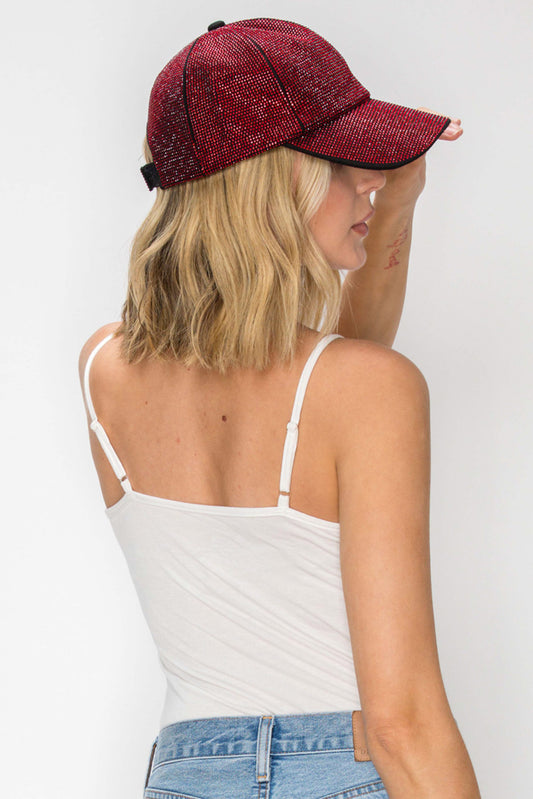 Olivia Rhinestone Studded Leopard Print Baseball Cap