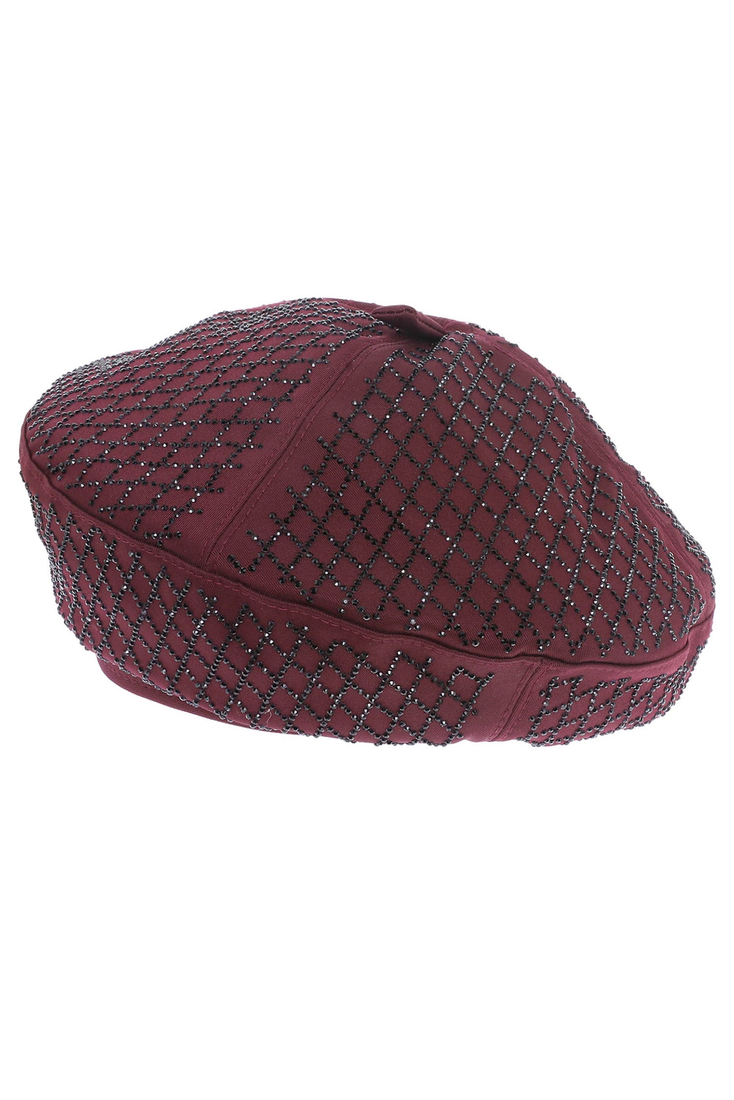Elaina Rhinestone Diamond Shape Beret Hat | Purple