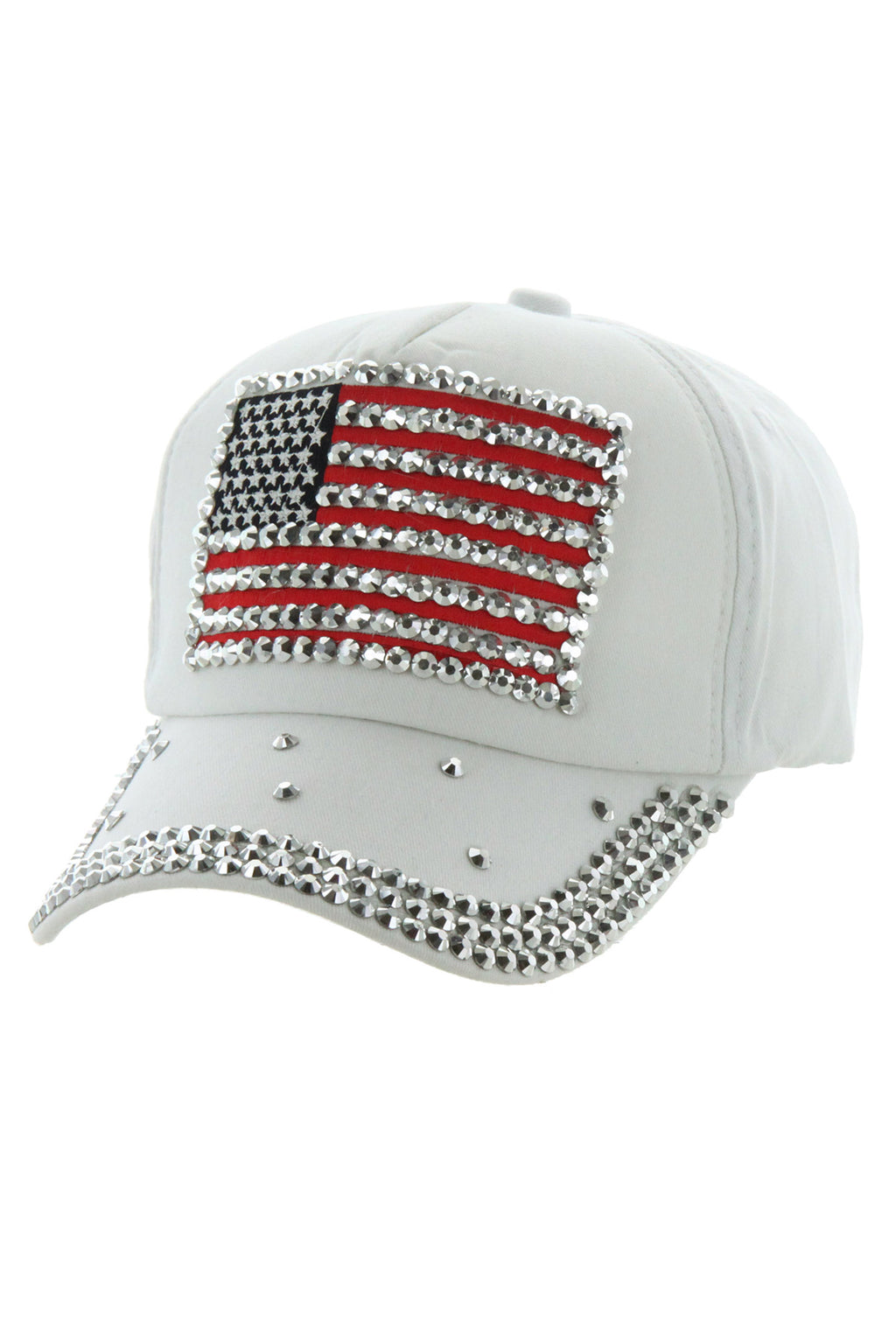American Flag Cap with 3 Line Rhinestone Brim – Sophia  display picture 1