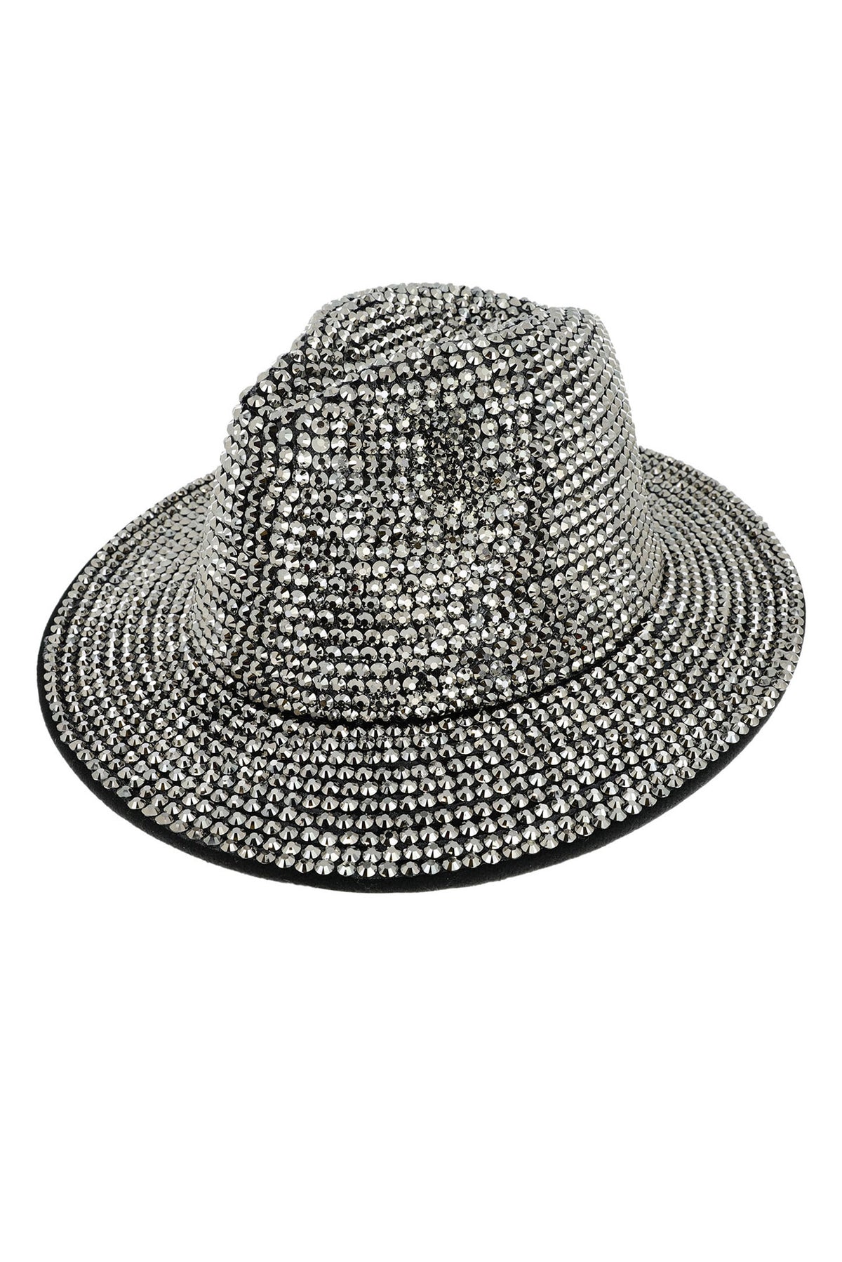 Chloe Rhinestone Embellished Fedora Hat | Hematite