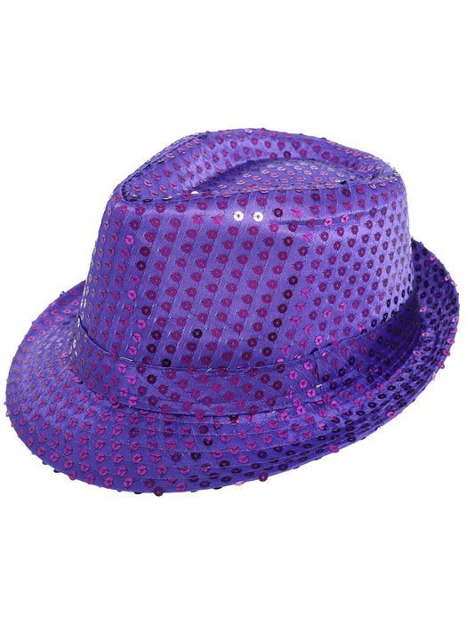 Gianna Fashion Sequin Fedora Panama Hat | Purple