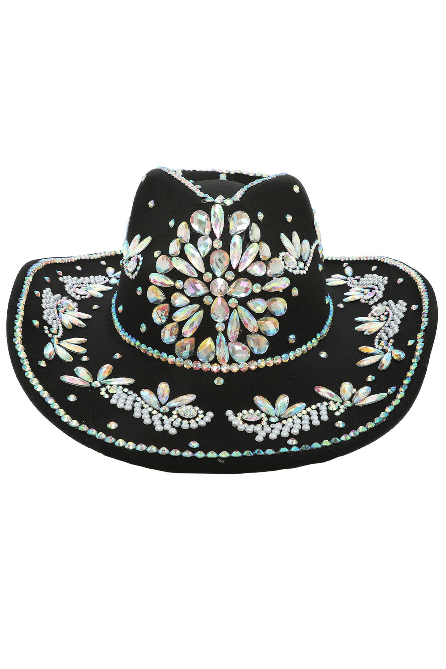 Arianna Sombrero Style Cowboy Hat with Crystal and Pearl Accents