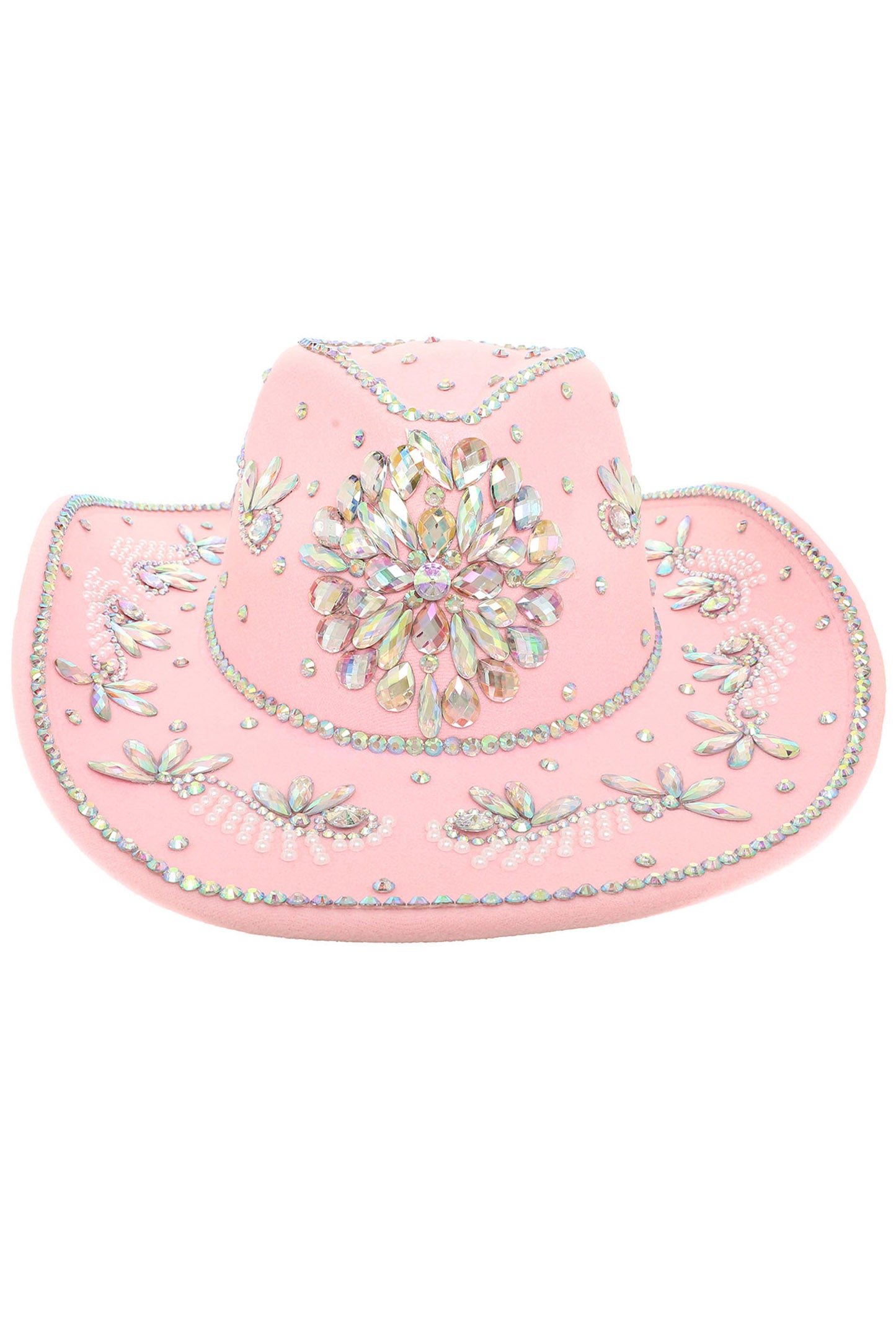 Arianna Sombrero Style Cowboy Hat with Crystal and Pearl Accents