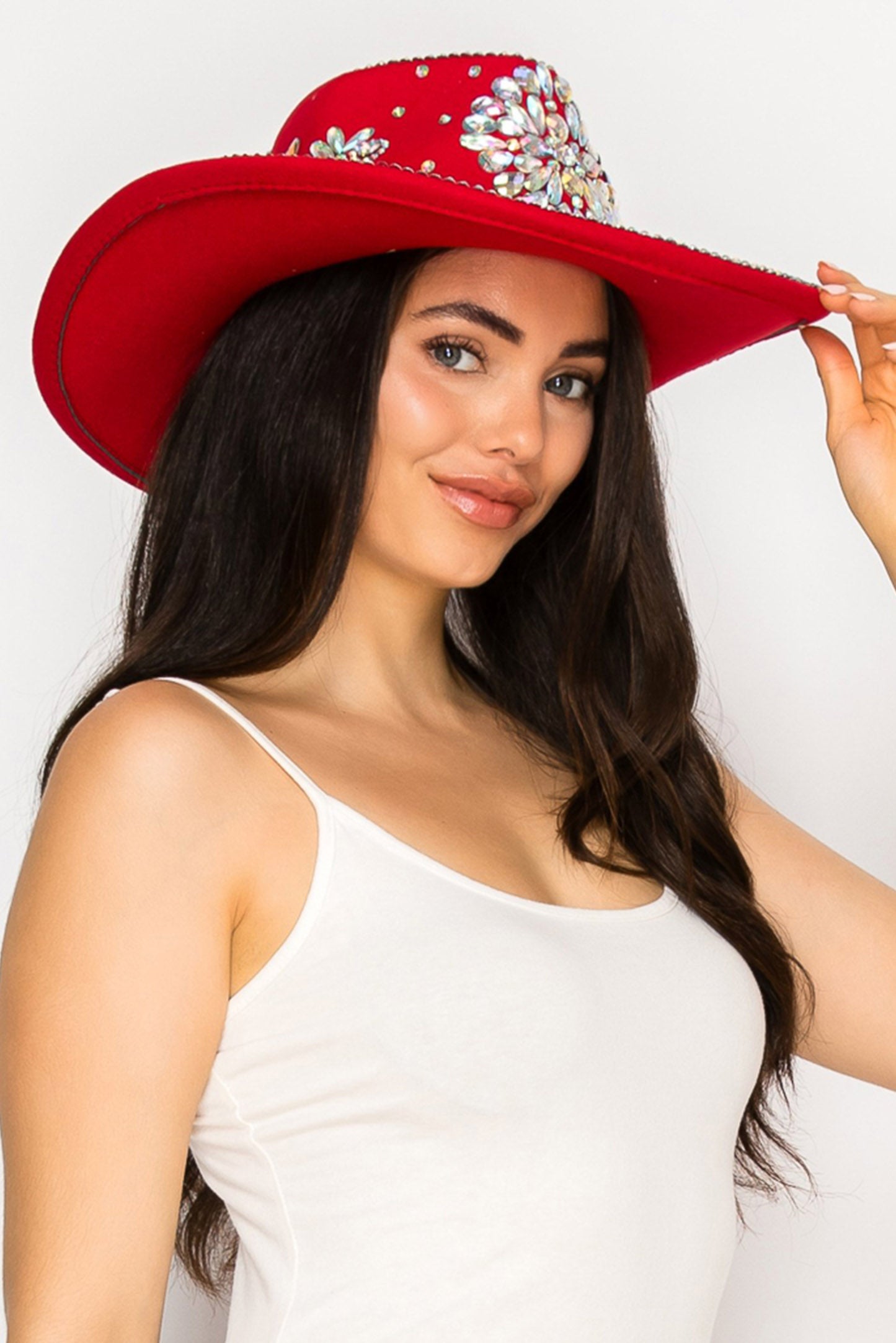 Arianna Sombrero Style Cowboy Hat with Crystal and Pearl Accents