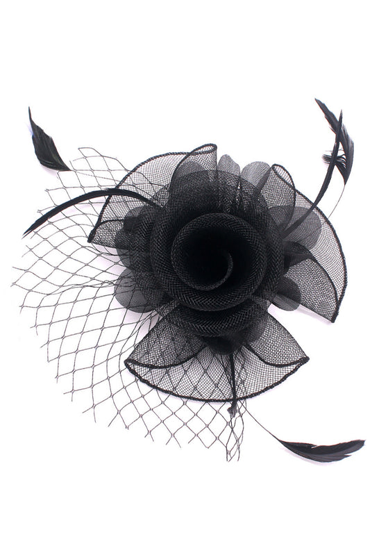 Katherine Mesh Feather Fascinator | Black