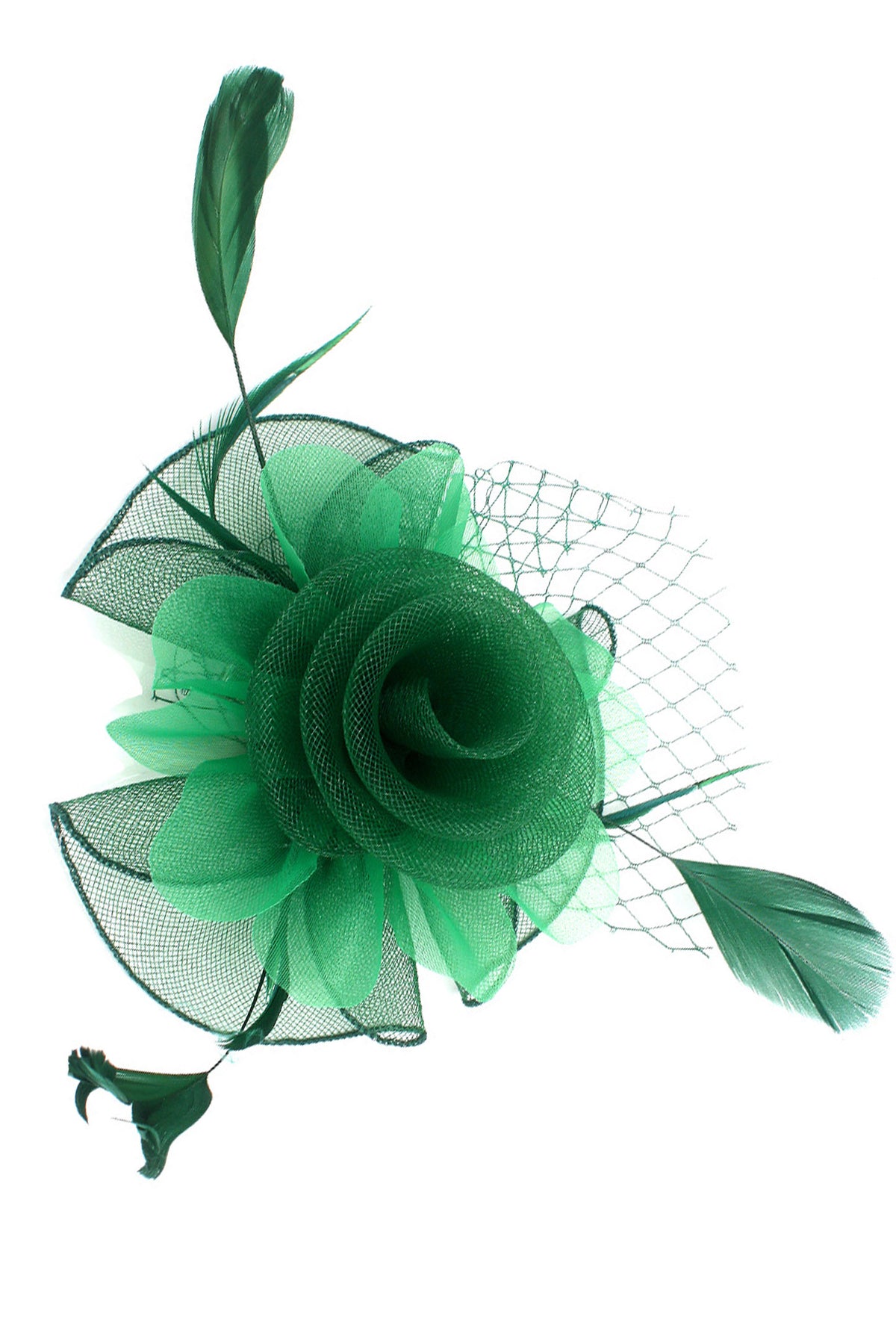 Katherine Mesh Feather Fascinator | Green
