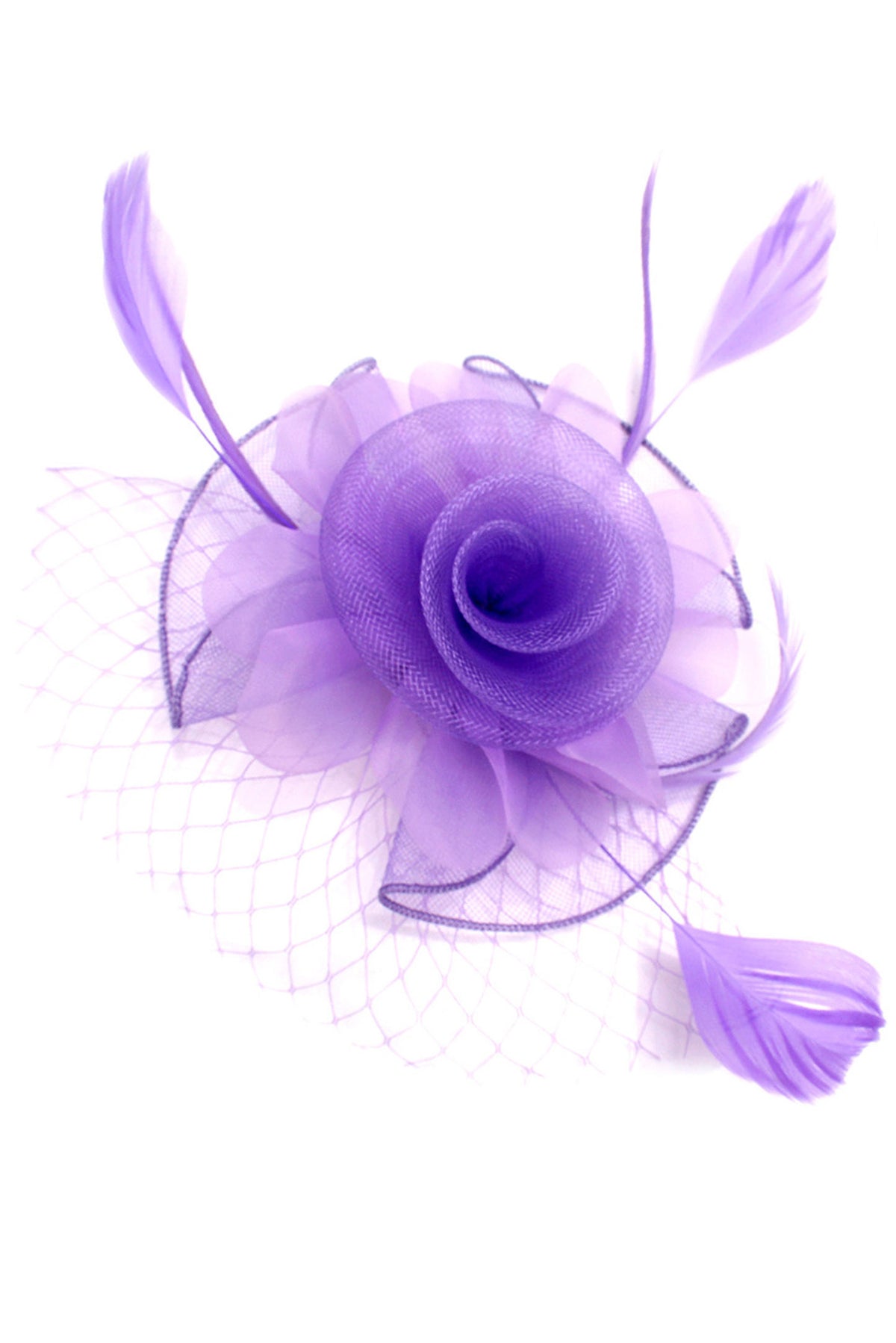 Katherine Mesh Feather Fascinator | Lavender