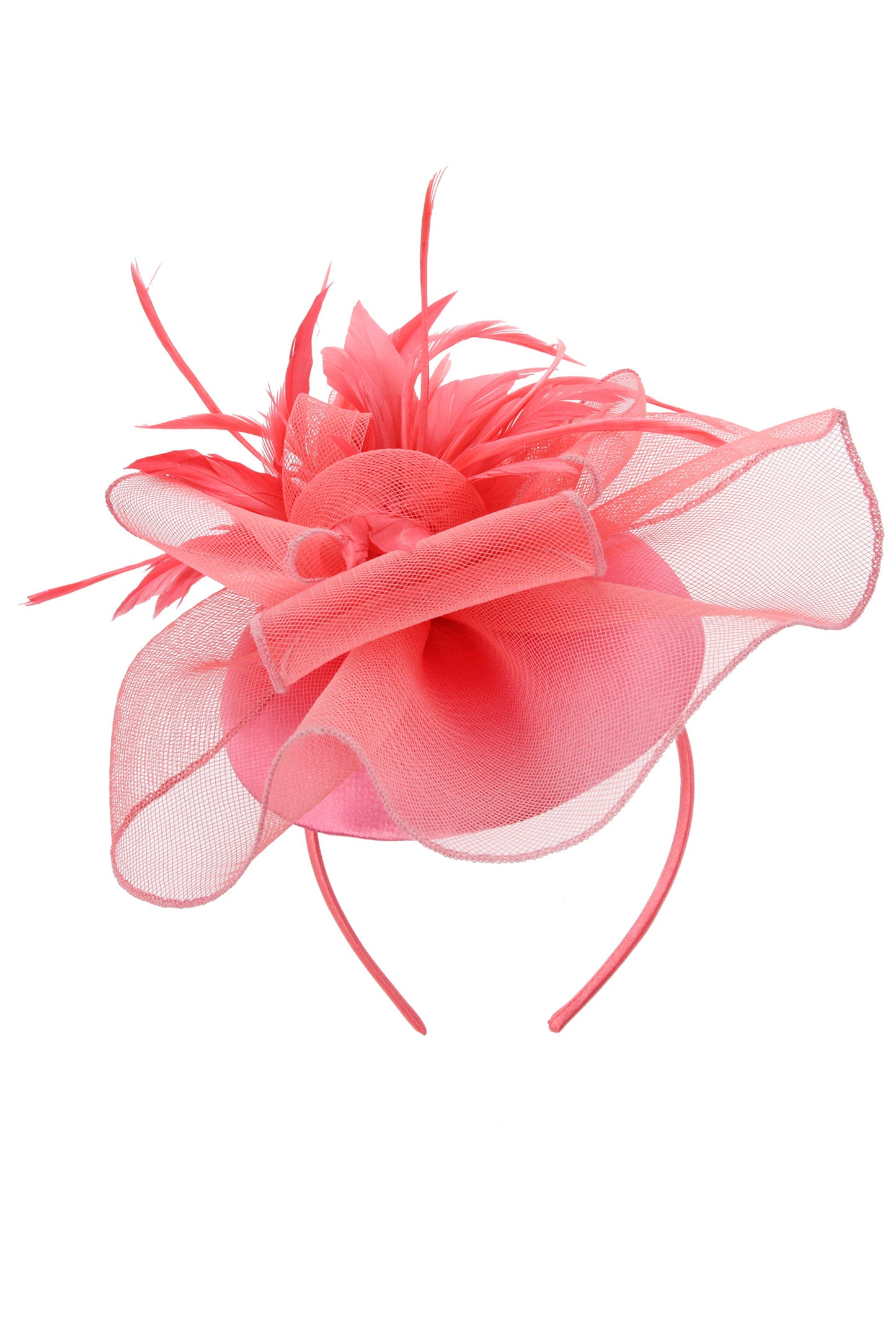 Gia Floral Mesh Wide Ribbon w/ Feathers Cap Fascinator
