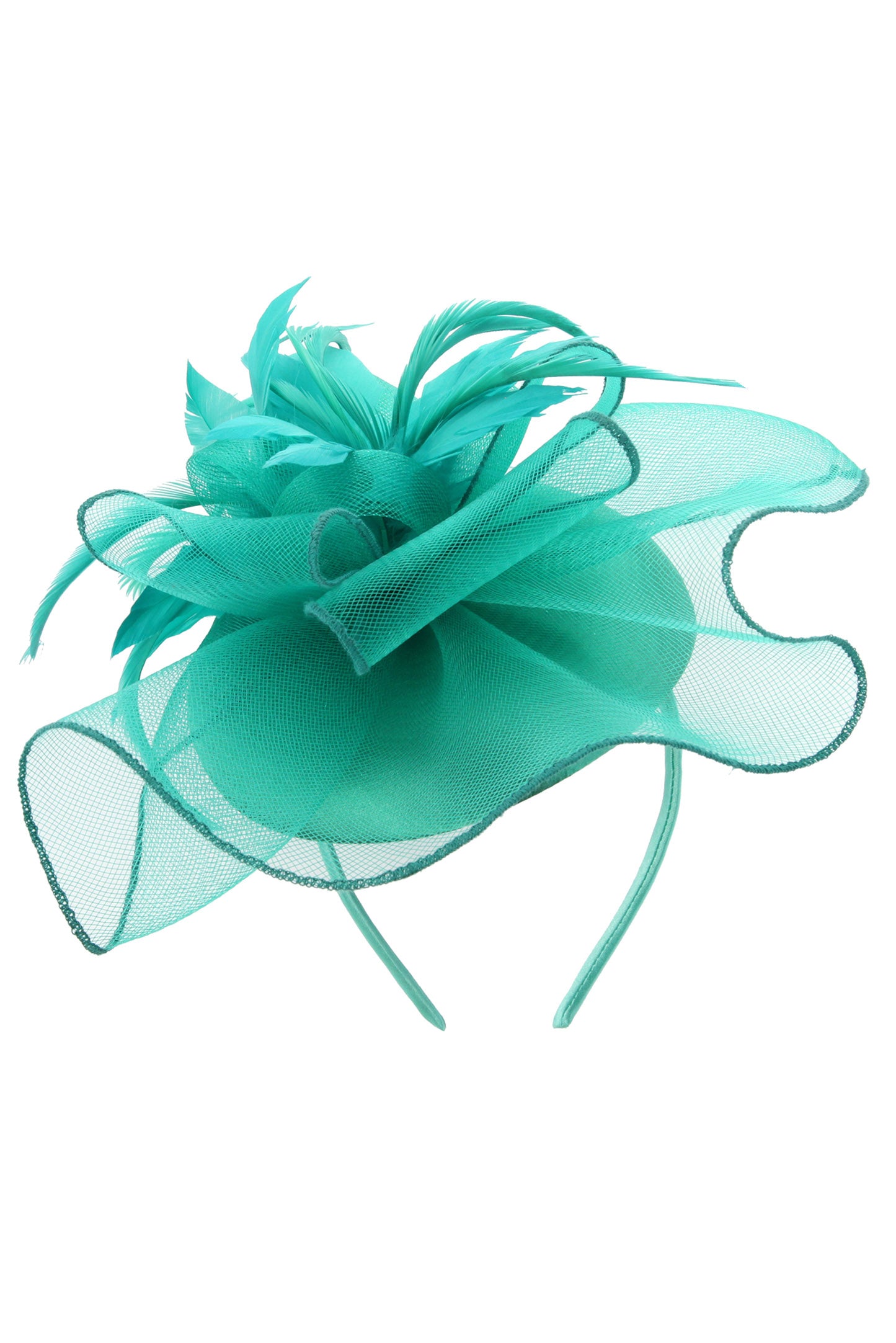 Gia Floral Mesh Wide Ribbon w/ Feathers Cap Fascinator