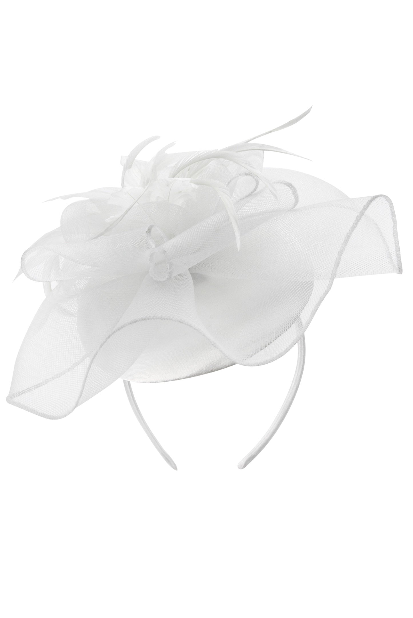 Gia Floral Mesh Wide Ribbon w/ Feathers Cap Fascinator