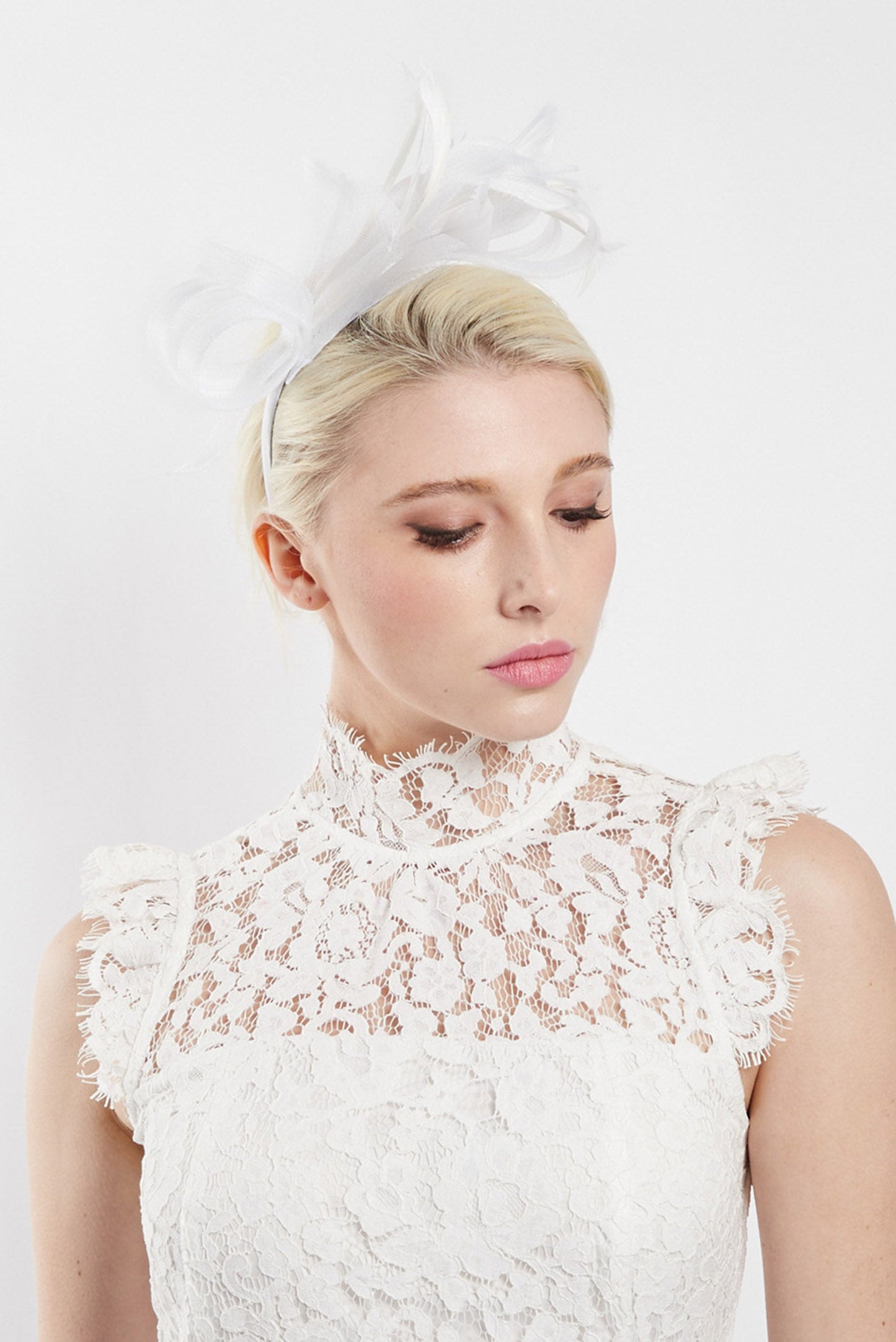 Maggie Fascinator Headband w/ Side Loops and Feathers
