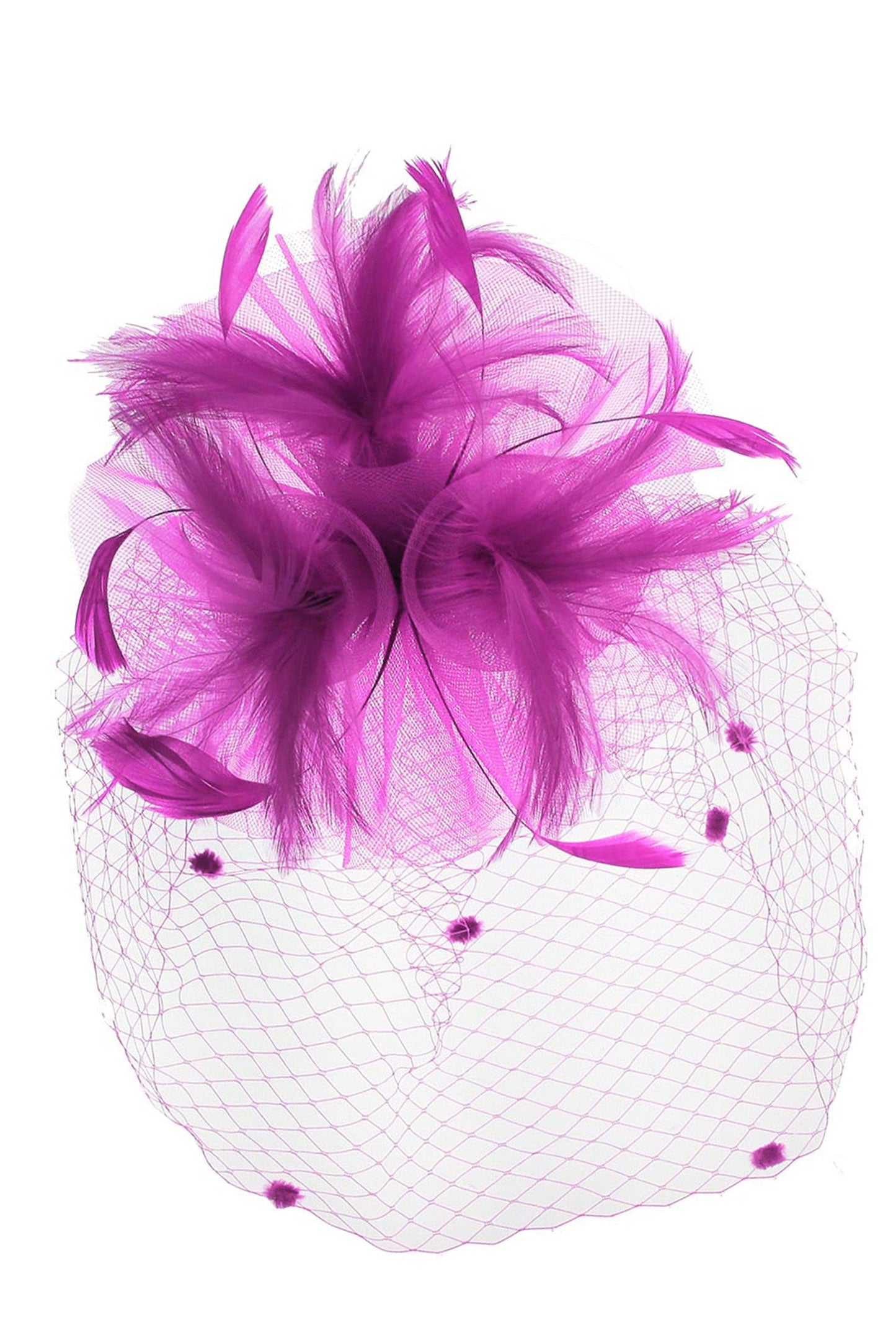 Nicole Organza Feather Flower w/ Dotted Netting Fascinator