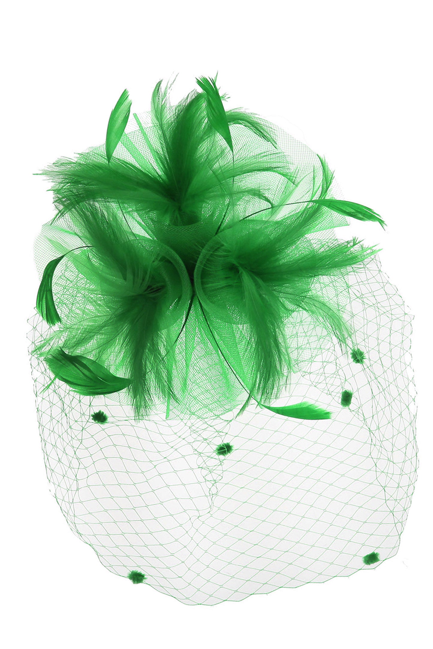 Nicole Organza Feather Flower w/ Dotted Netting Fascinator