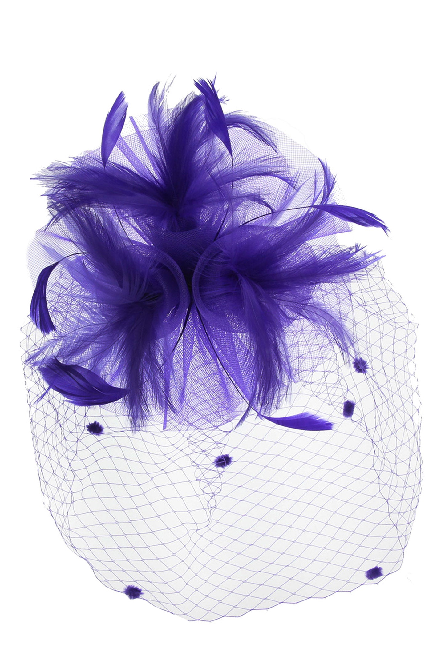 Nicole Organza Feather Flower w/ Dotted Netting Fascinator