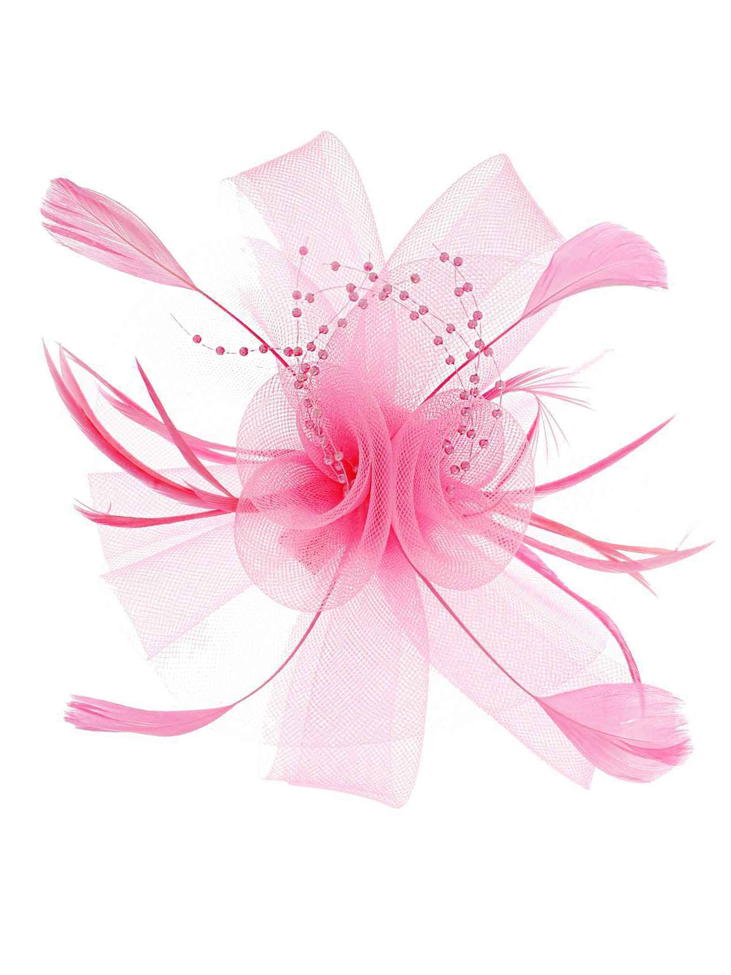 Vivian Feather & Double Floral Mesh Fascinator Headband/Clip