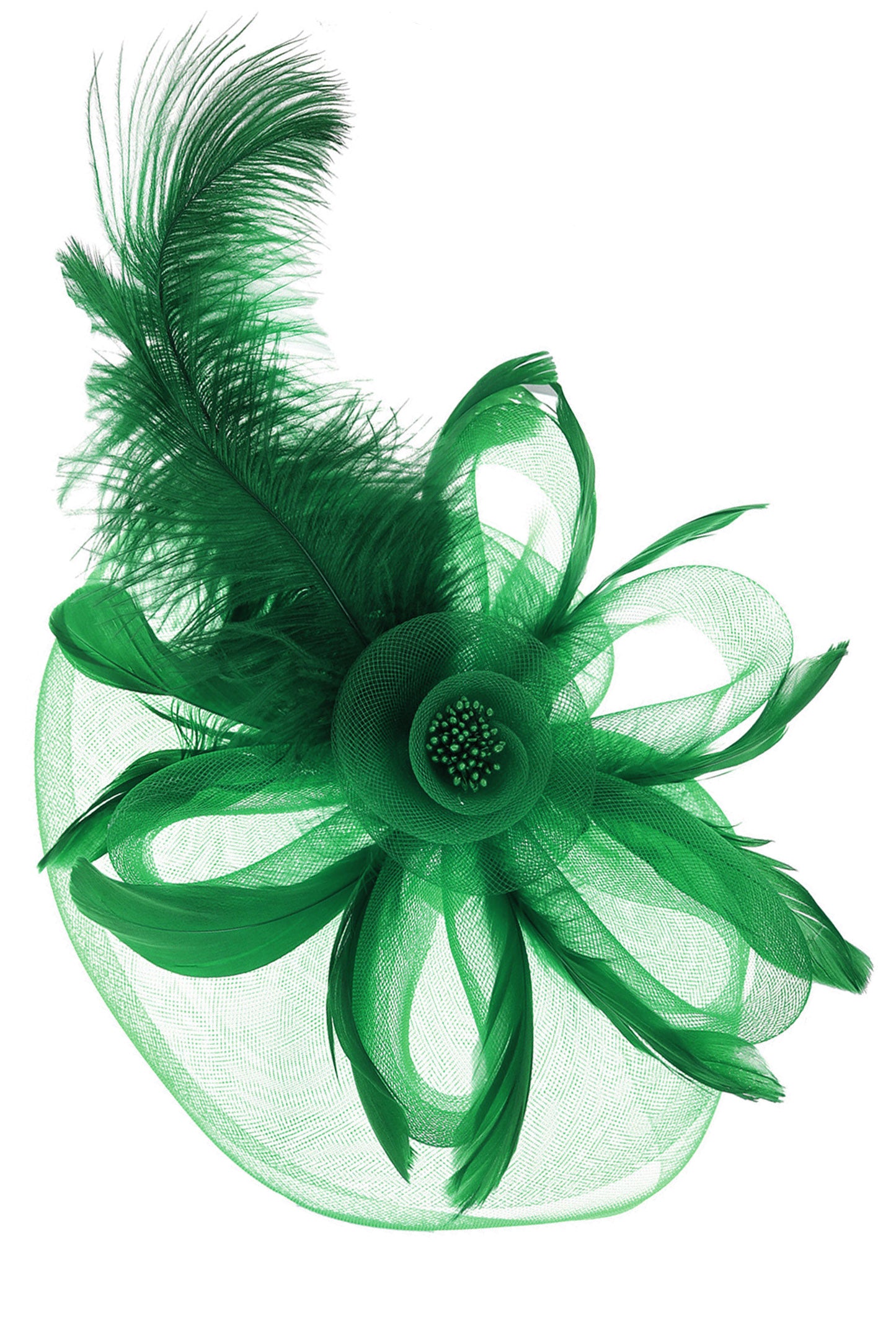 Julianna Debry Peacock Feather Rose Fascinator Headband