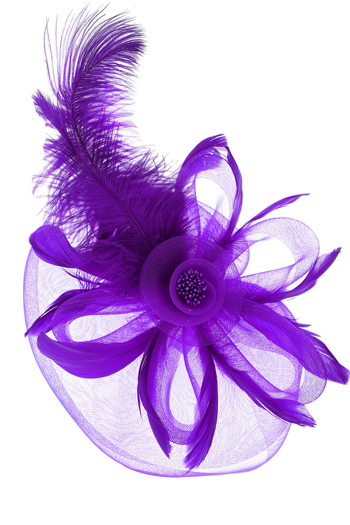 Julianna Debry Peacock Feather Rose Fascinator Headband