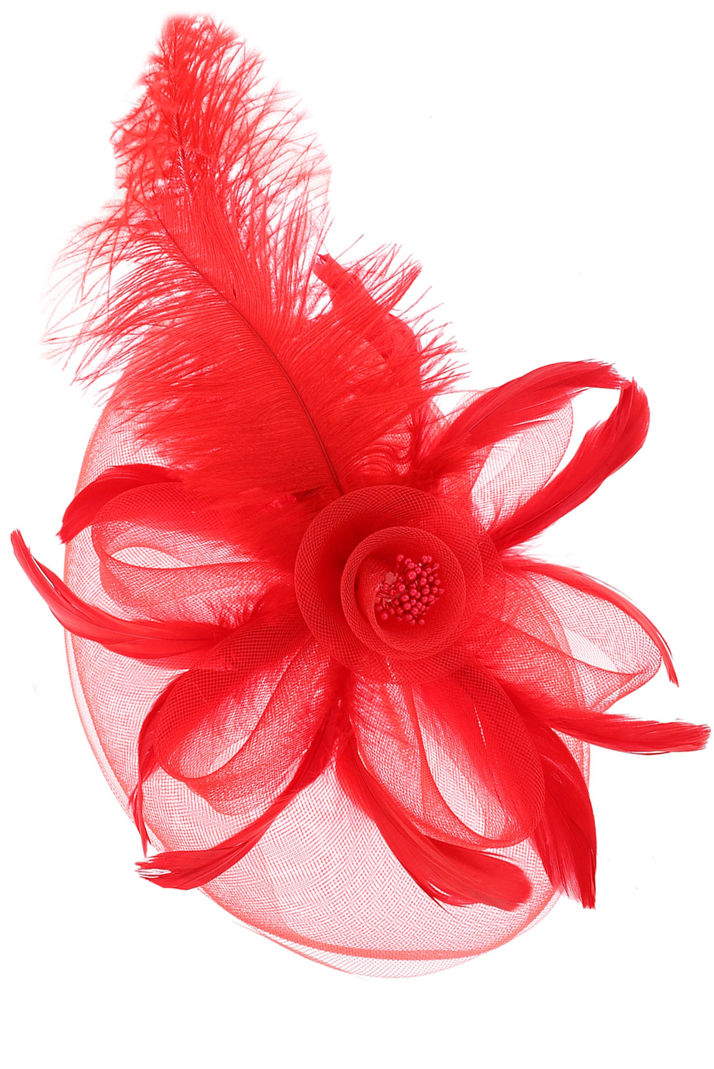 Julianna Debry Peacock Feather Rose Fascinator Headband