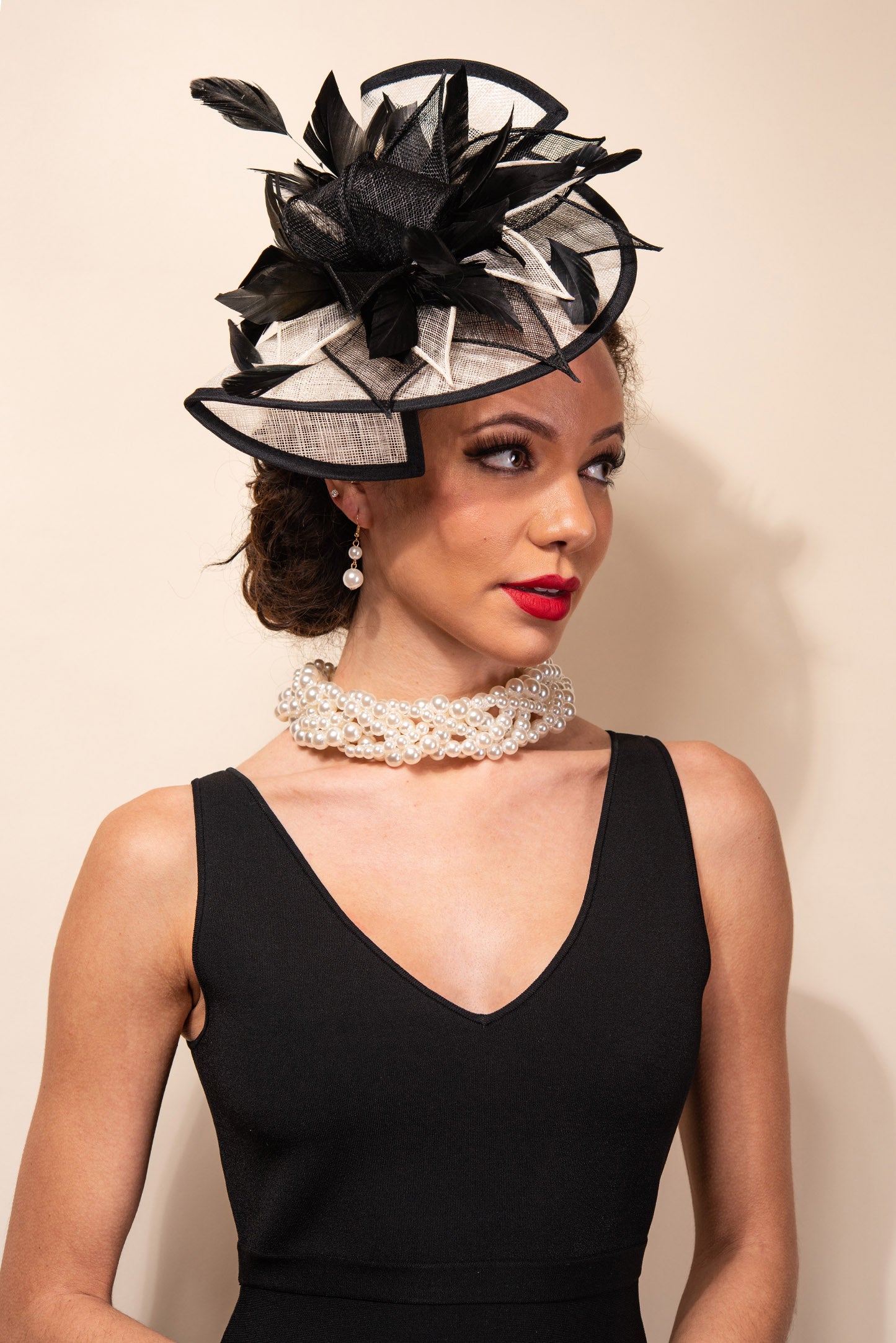 Sylvia Two Tone Folded Fascinator with Headband and Clip