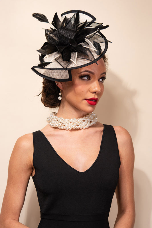 Sylvia Two Tone Folded Fascinator with Headband and Clip