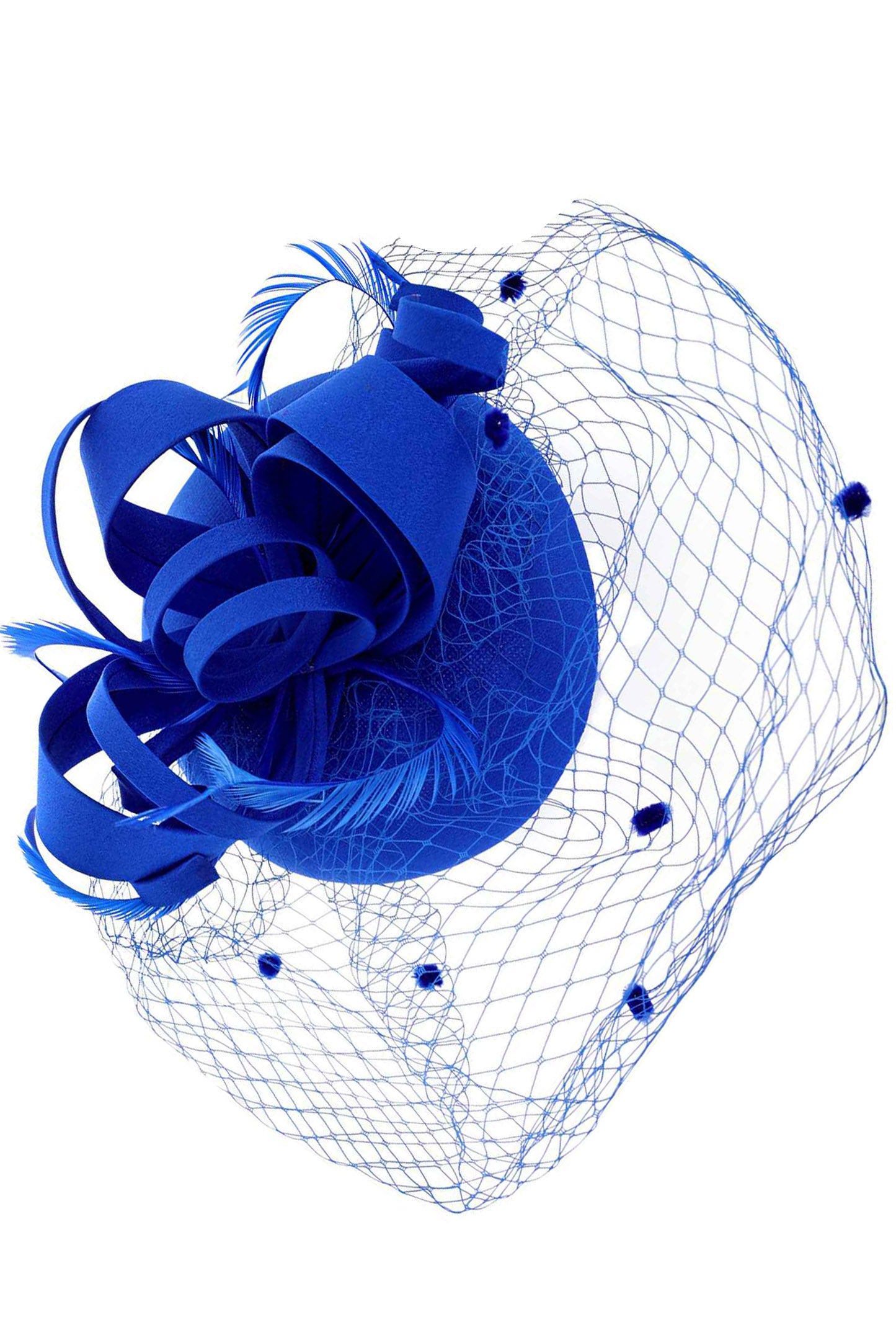 Briella Dotted Mesh Beret w/ Feathers and Loops Fascinator