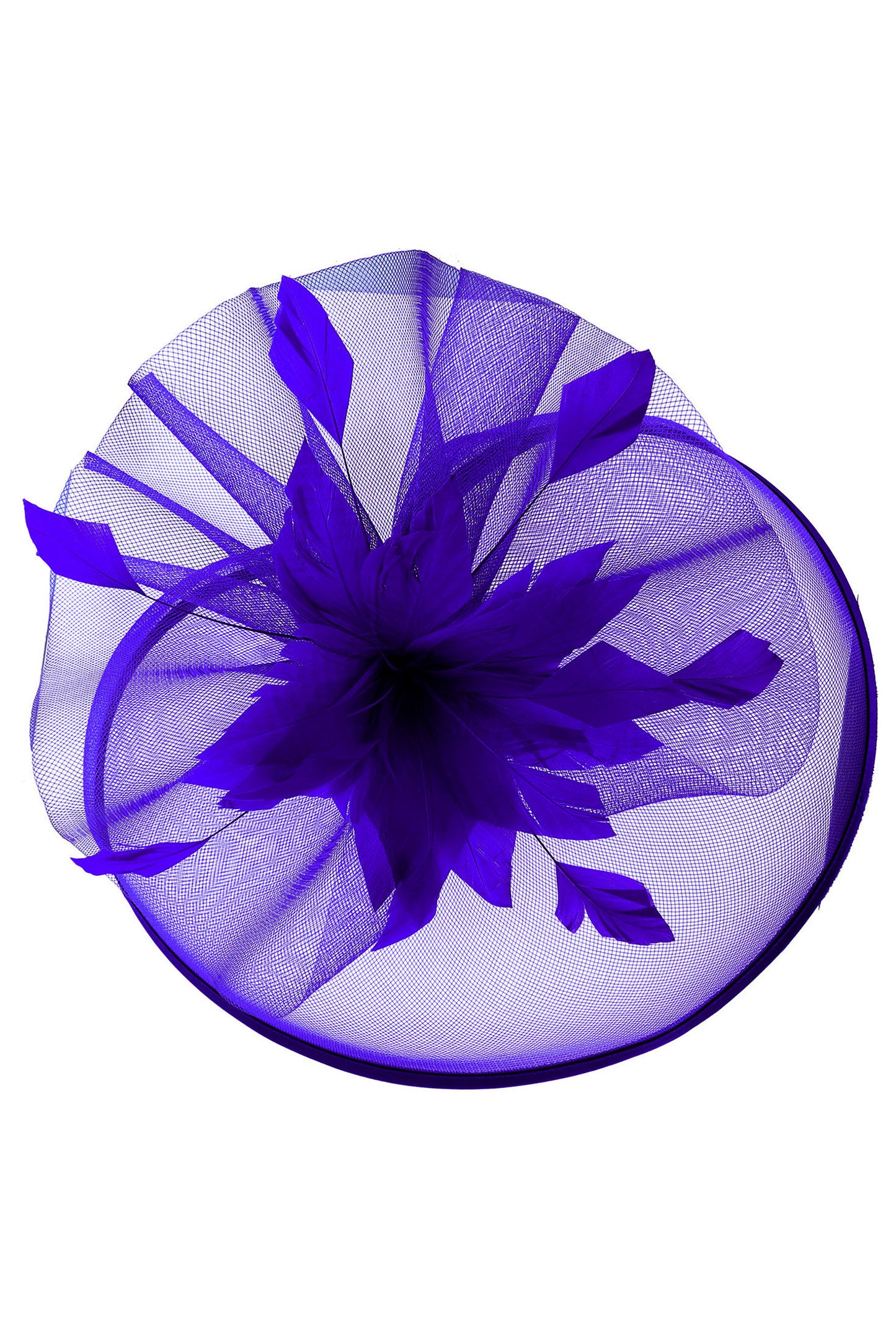 Clara Veiled Floral & Feather Mesh Fascinator w/ Headband & Clip