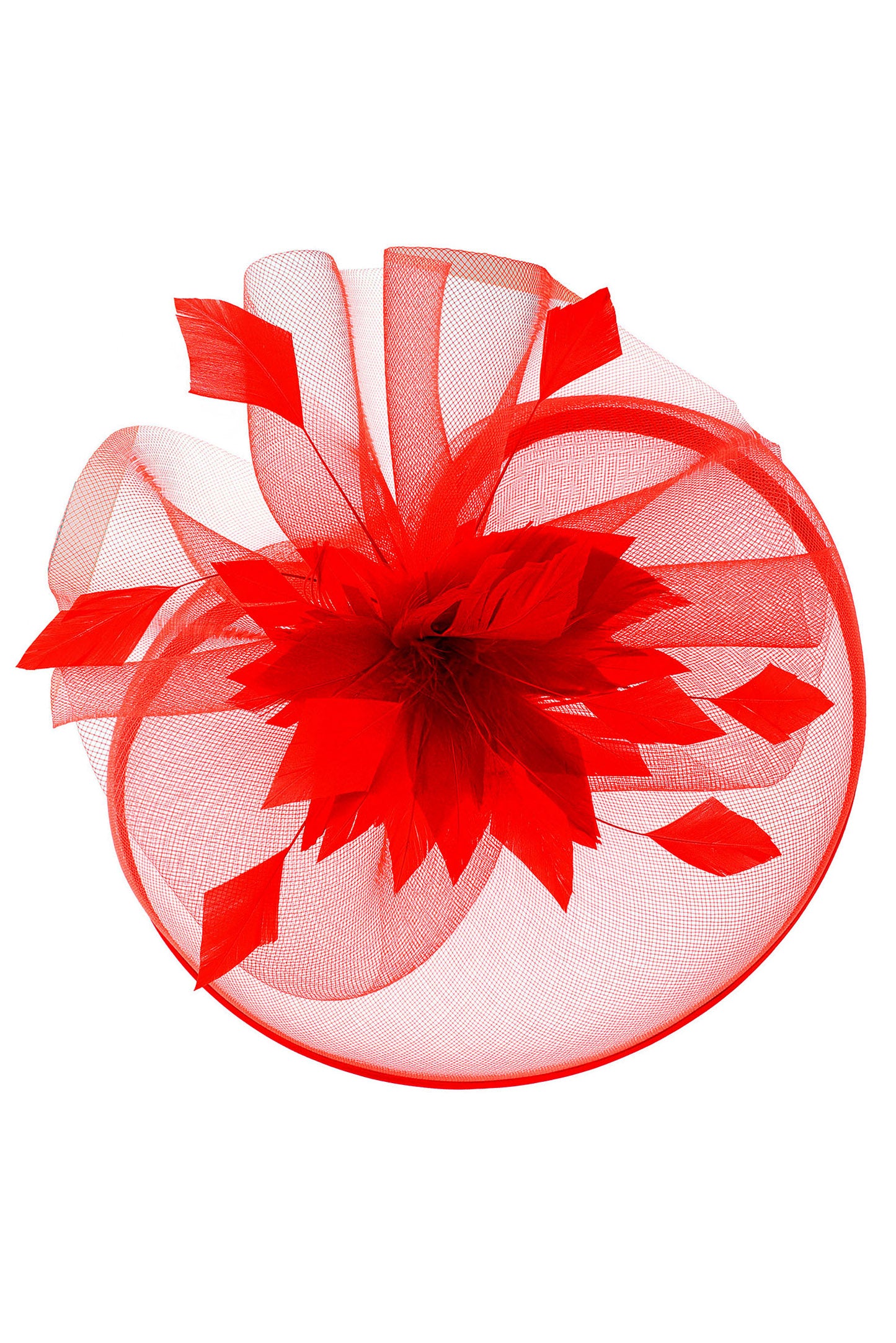 Clara Veiled Floral & Feather Mesh Fascinator w/ Headband & Clip