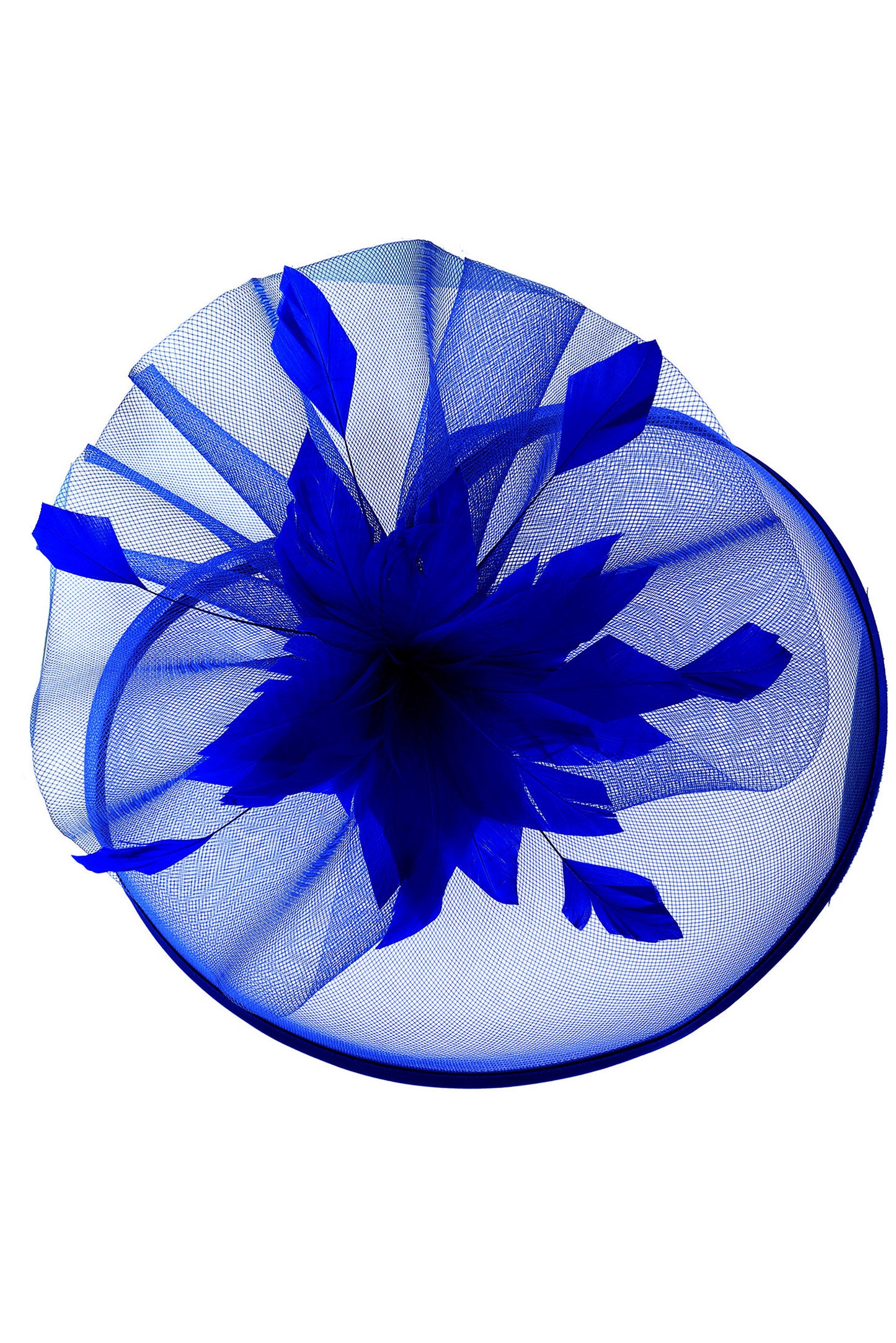 Clara Veiled Floral & Feather Mesh Fascinator w/ Headband & Clip