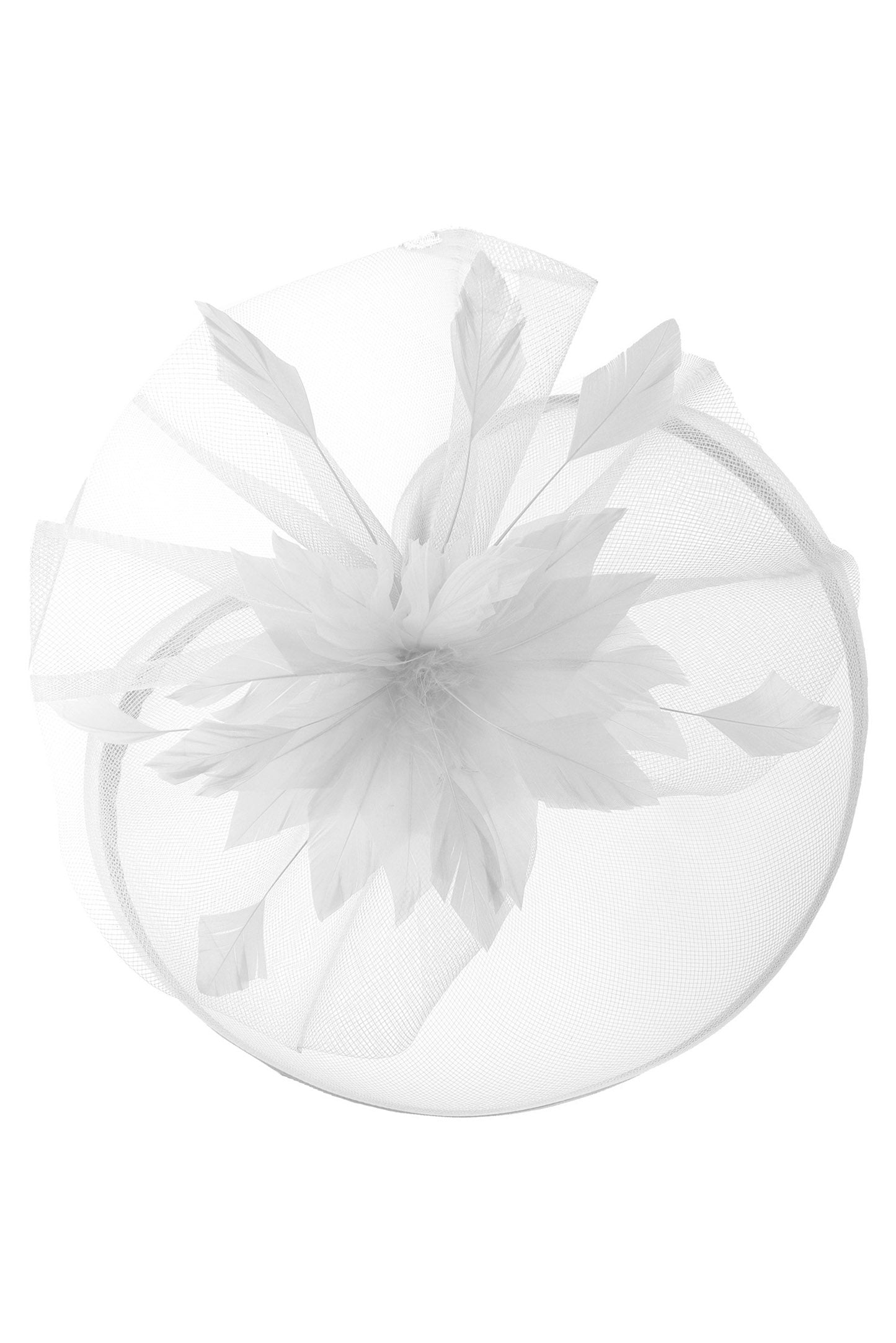 Clara Veiled Floral & Feather Mesh Fascinator w/ Headband & Clip