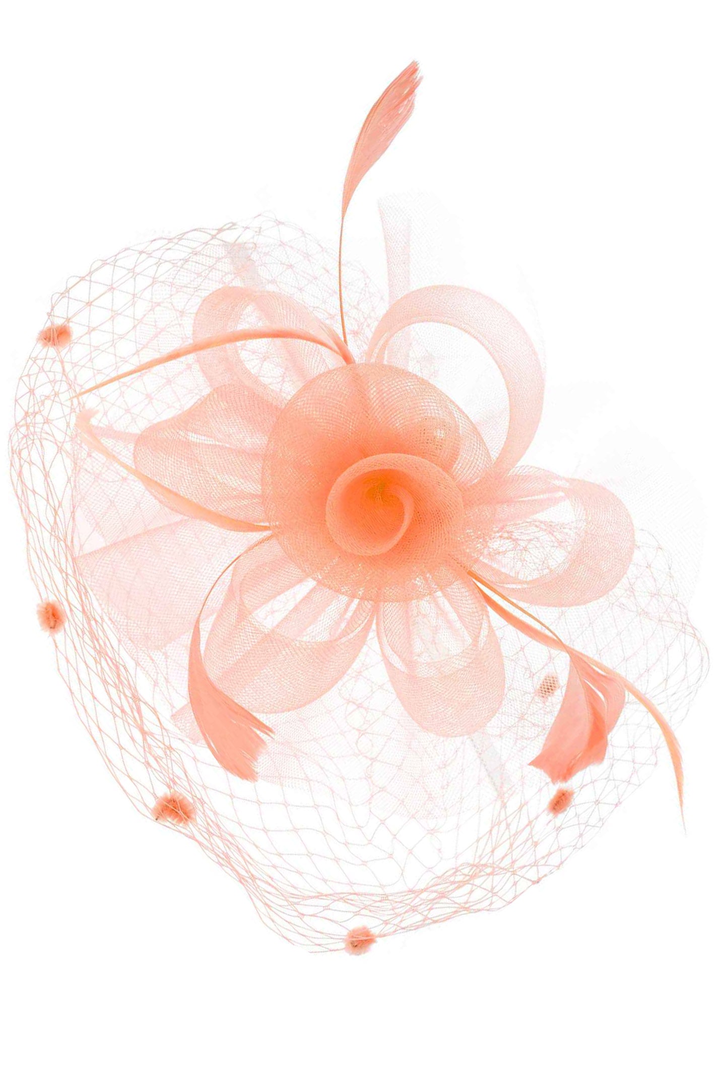 Blair Flower w/ Dotted Netting Mesh Women's Fascinator | Peach