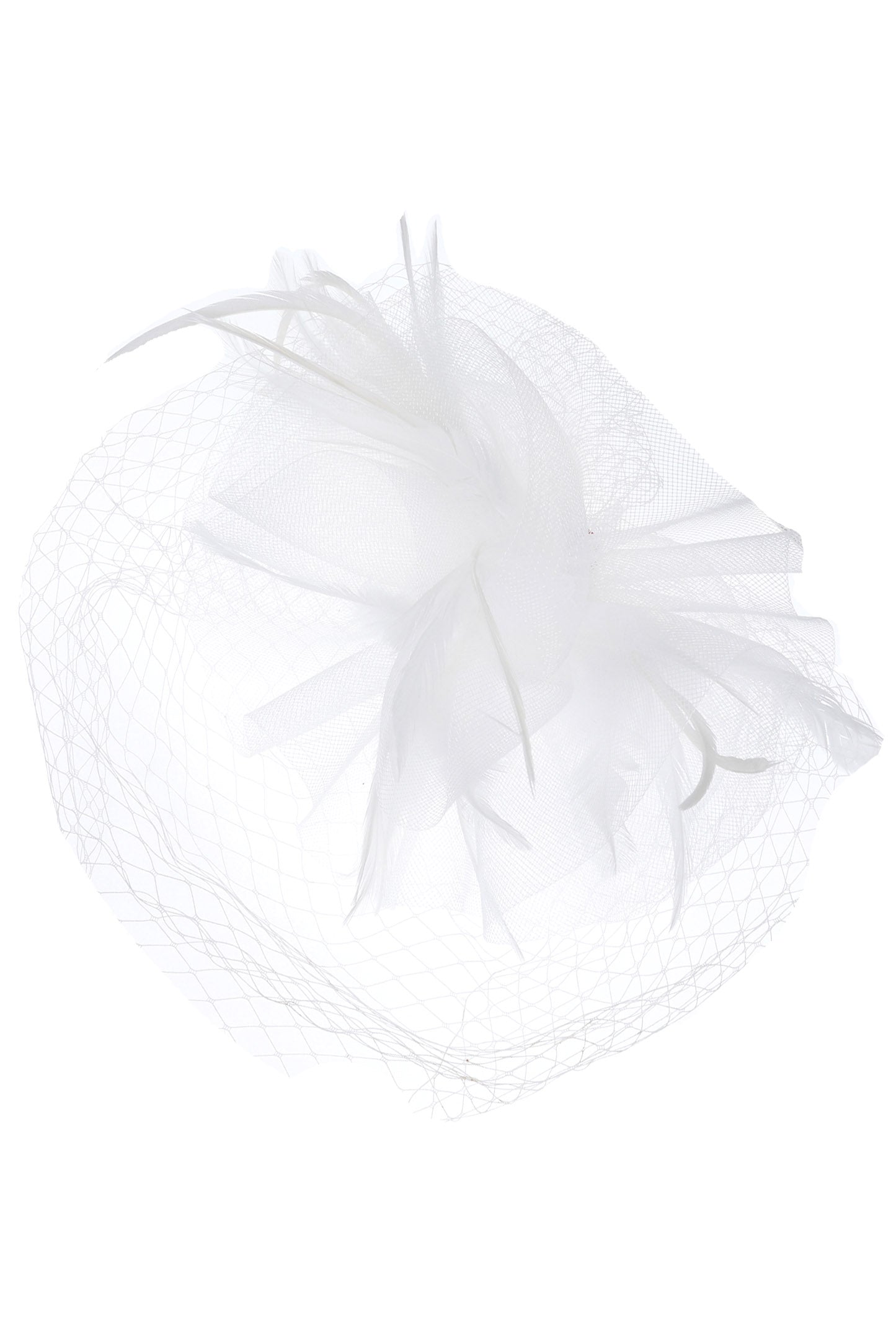 Daisy Ruffle Mesh w/ Feathers & Large Netting Fascinator Headband
